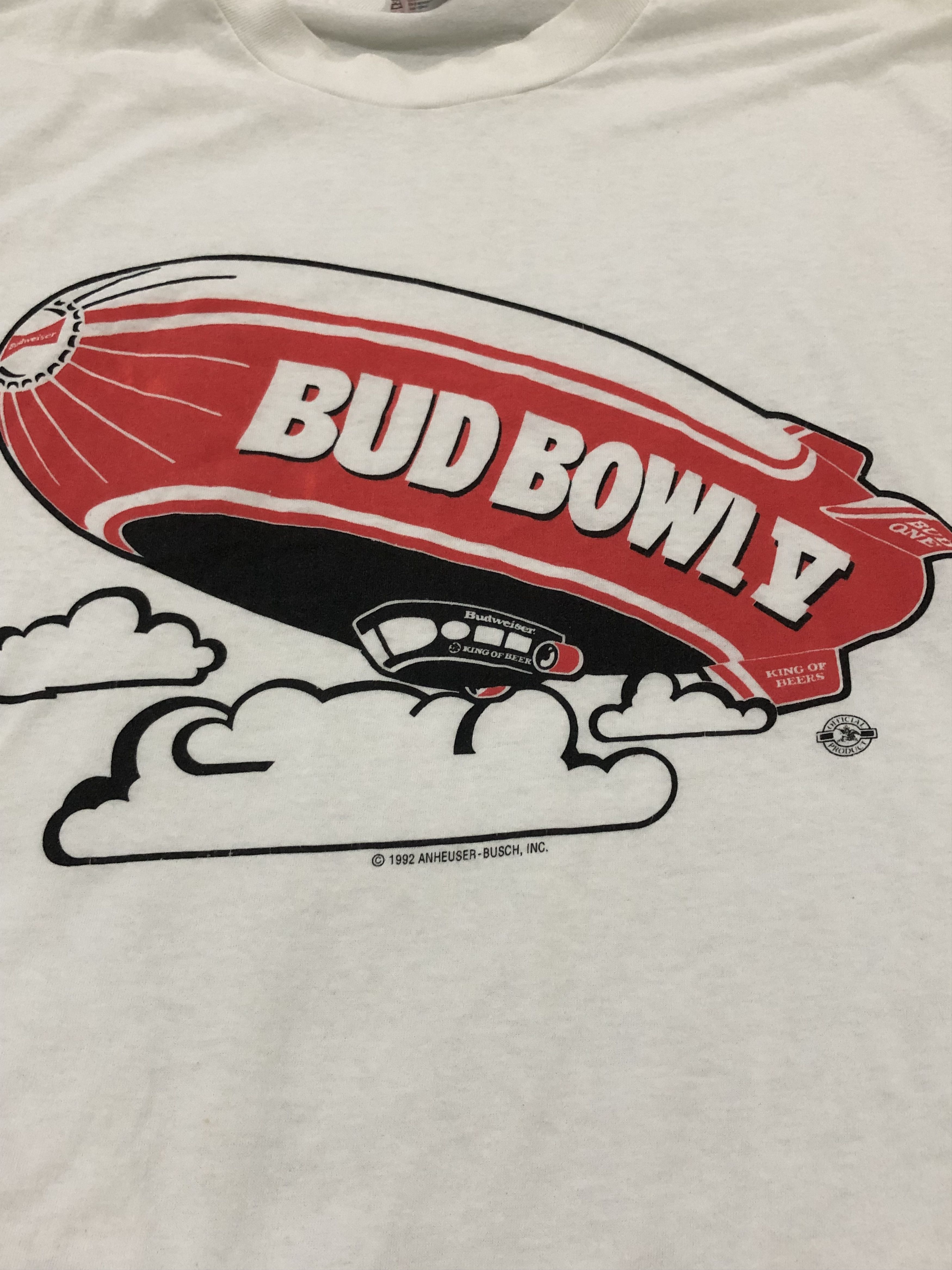 Budweiser × Hanes × Vintage Vintage 90s Hanes Poly-Cotton Bud Bowl Tshirt Size US L / EU 52-54 / 3 - 3 Thumbnail