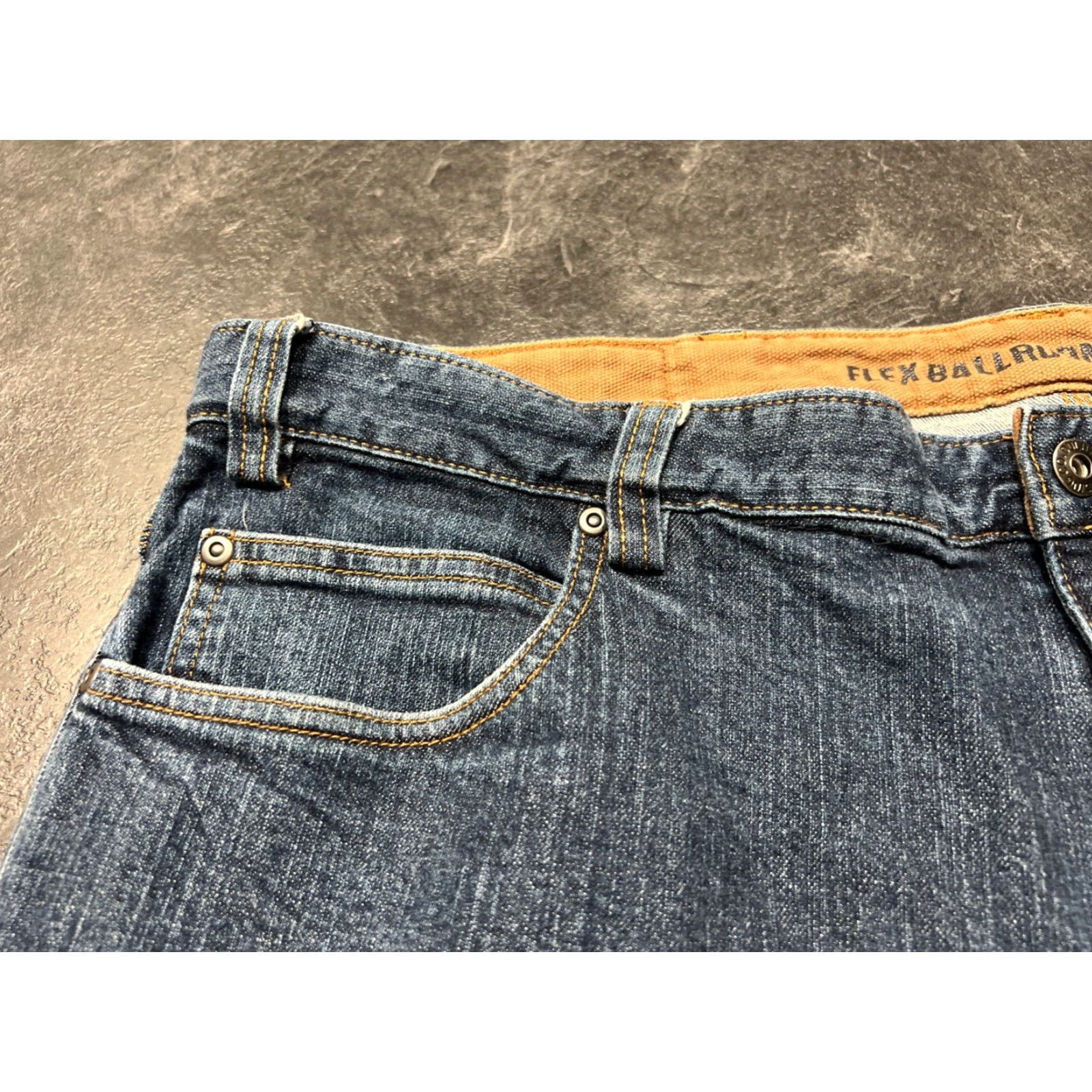 Vintage Duluth Trading Men’s Relaxed Fit Jeans 44x26 Denim Blue Stretch Zipper & Button Closure Size US 44 / EU 60 - 4 Thumbnail