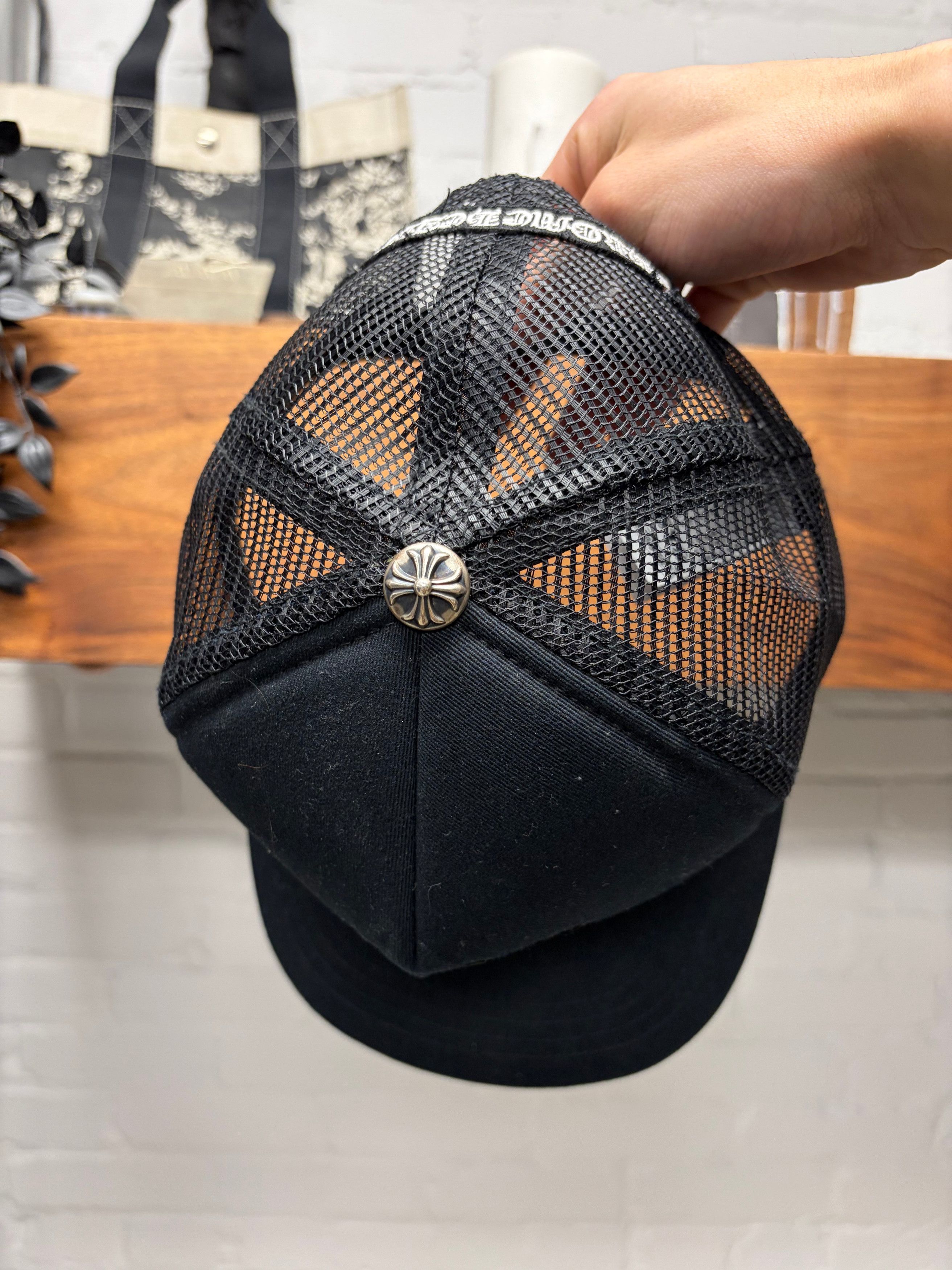 Chrome Hearts Chrome Hearts ‘Cemetery’ Black Leather Cross Patch Trucker Hat Size ONE SIZE - 3 Thumbnail
