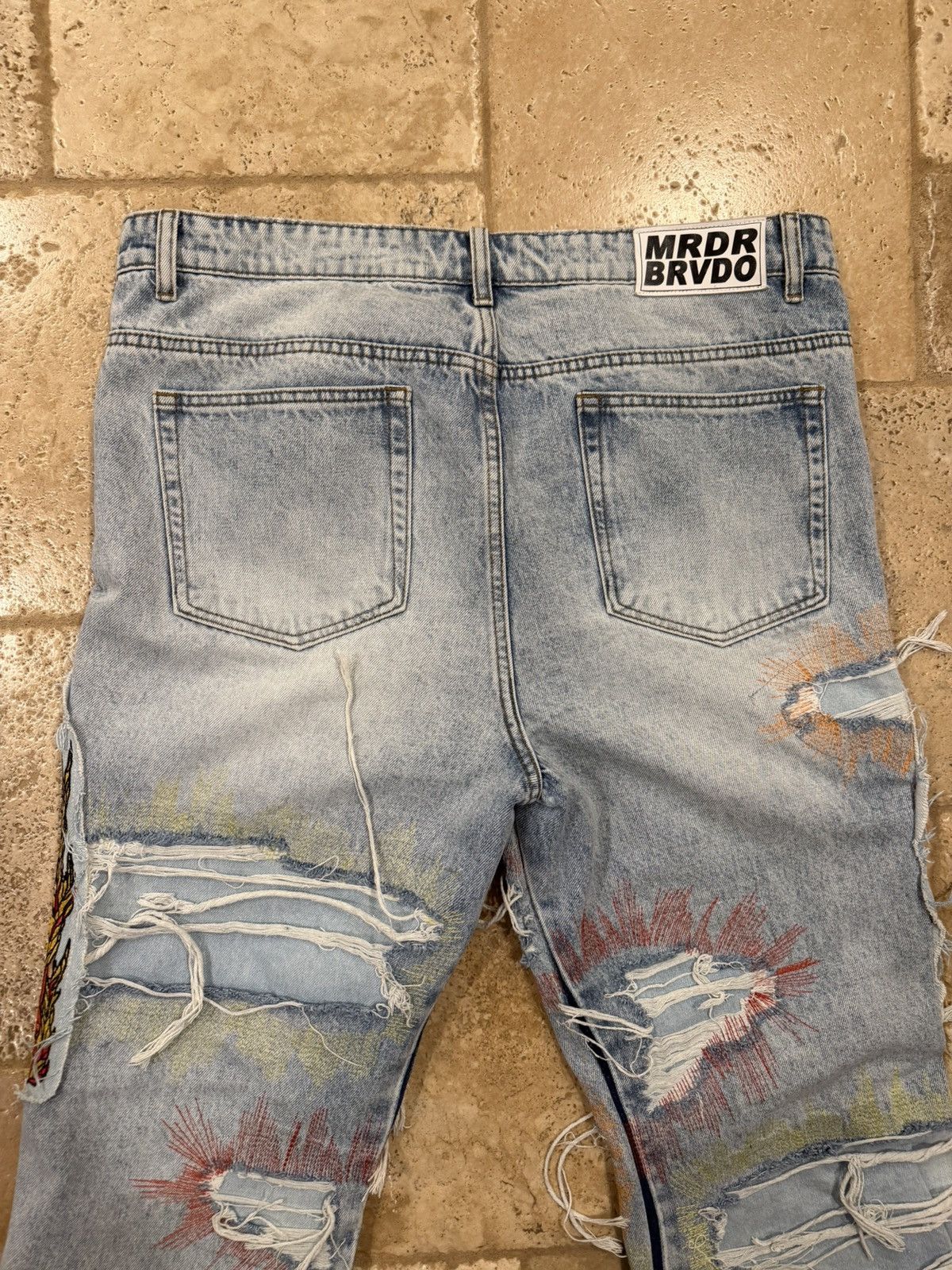 Who Decides War Who Decides War WDW Barrage Sky Indigo Patch Denim Jeans Size US 38 / EU 54 - 8 Thumbnail