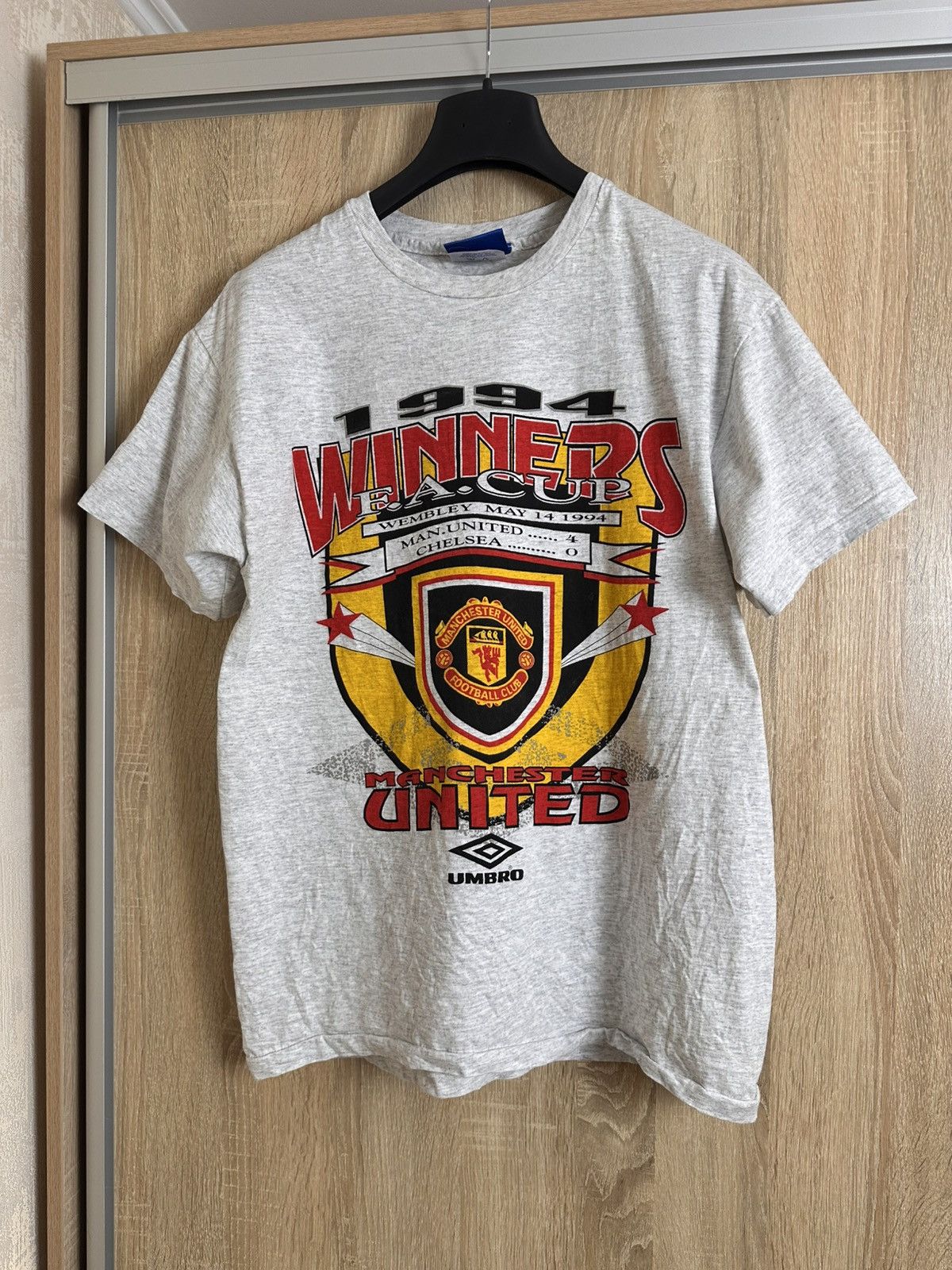 Umbro 🔥 1994 FA Cup Manchester United Chelsea Winners T Shirt Rare Size US L / EU 52-54 / 3 - 1 Thumbnail