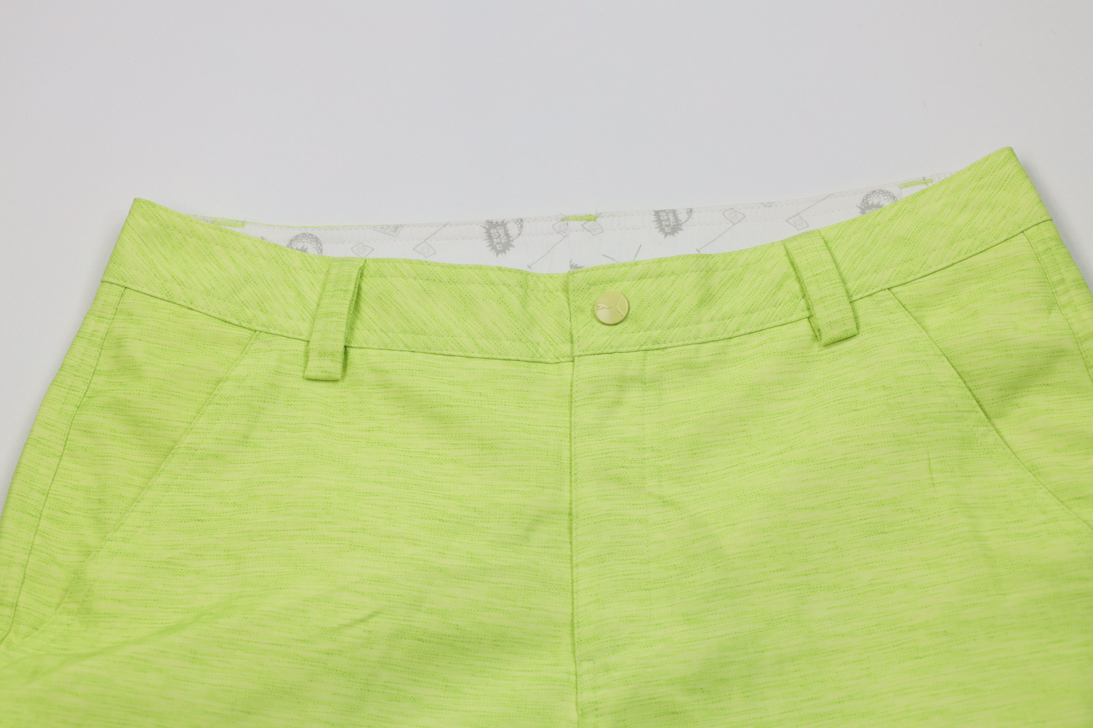 Puma × Vintage Puma Golf Cell Chambray Golfing Chino Shorts Lime Green Size US 30 / EU 46 - 2 Thumbnail