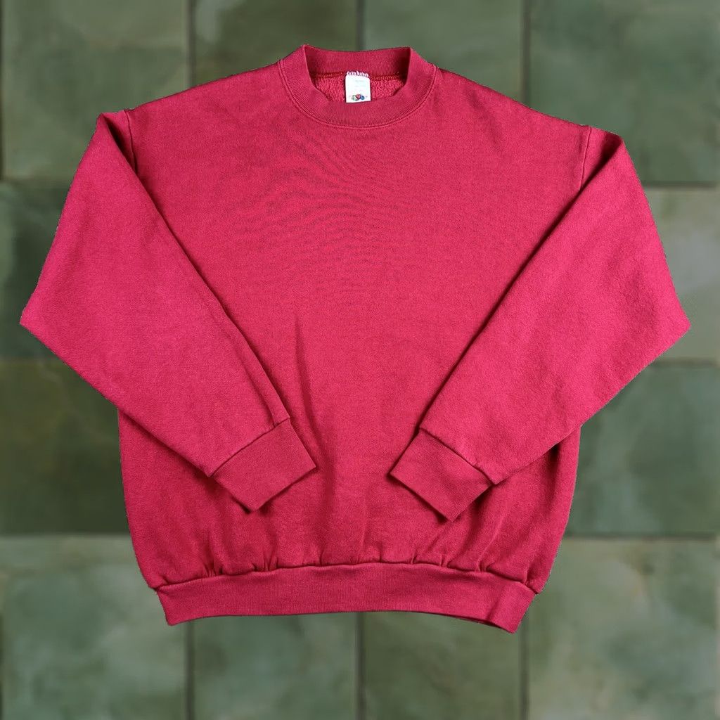 Fruit Of The Loom VINTAGE Fruit of the Loom Sweatshirt Dark Pink Crewneck 50/50 Large Unisex Adults 90s Vintage Mens Womens Size US L / EU 52-54 / 3 - 1 Thumbnail