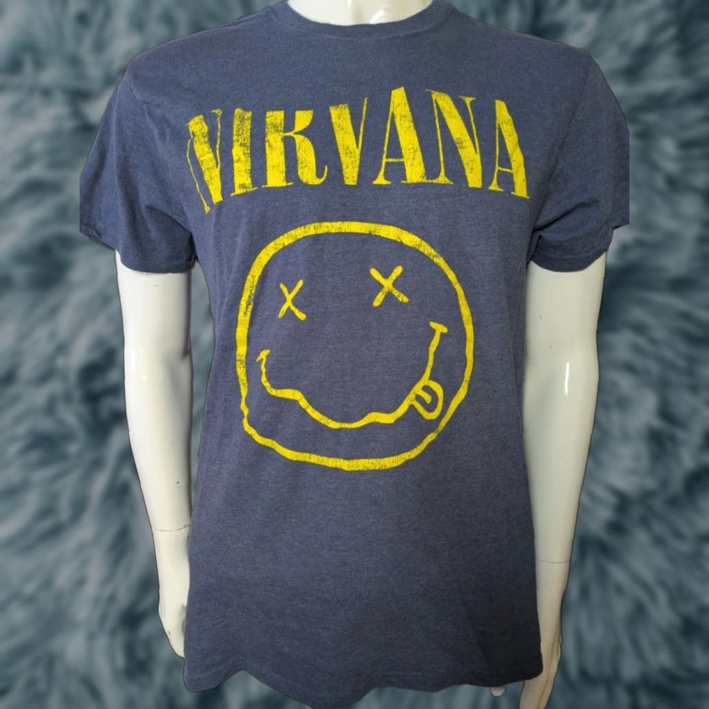 Etro VINTAGE Nirvana T-Shirt Gray XL Shirt Mens 90s Grunge Graphic Tee Smiley Face Classic Rock Band Size US XL / EU 56 / 4 - 1 Thumbnail