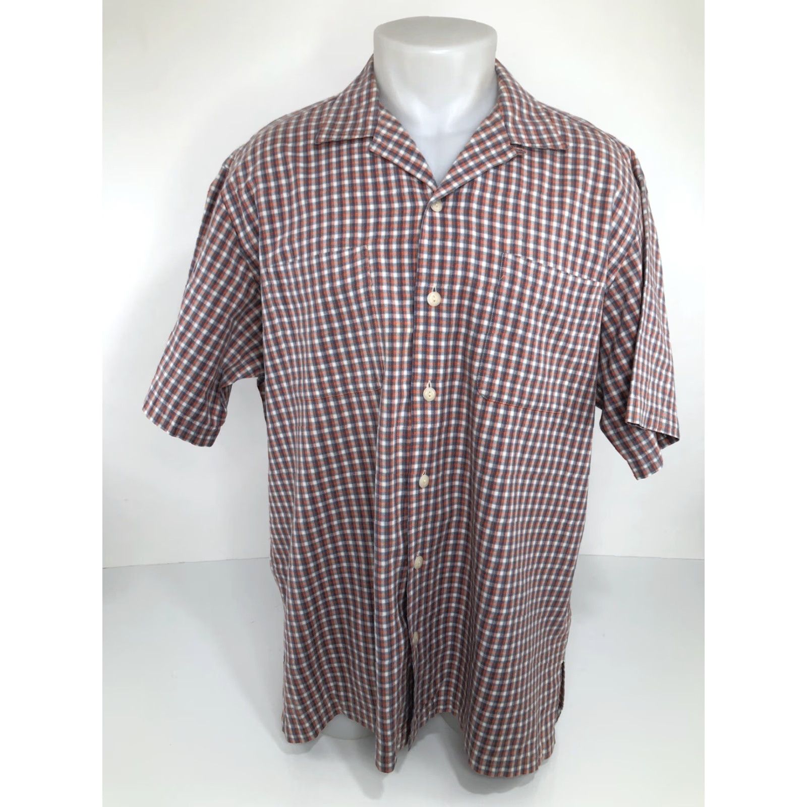 Polo Ralph Lauren Polo / Ralph Lauren Shirt Mens L plaid collar button-up short sleeve Gray / Orangish Red / White Caldwell Size US L / EU 52-54 / 3 - 2 Thumbnail