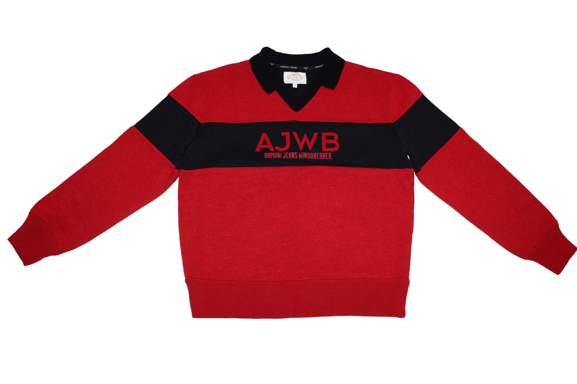 Giorgio Armani Archive💥 Armani Jeans Windbreaker Big Logo Knitted Sweater Size US M / EU 48-50 / 2 - 2 Thumbnail