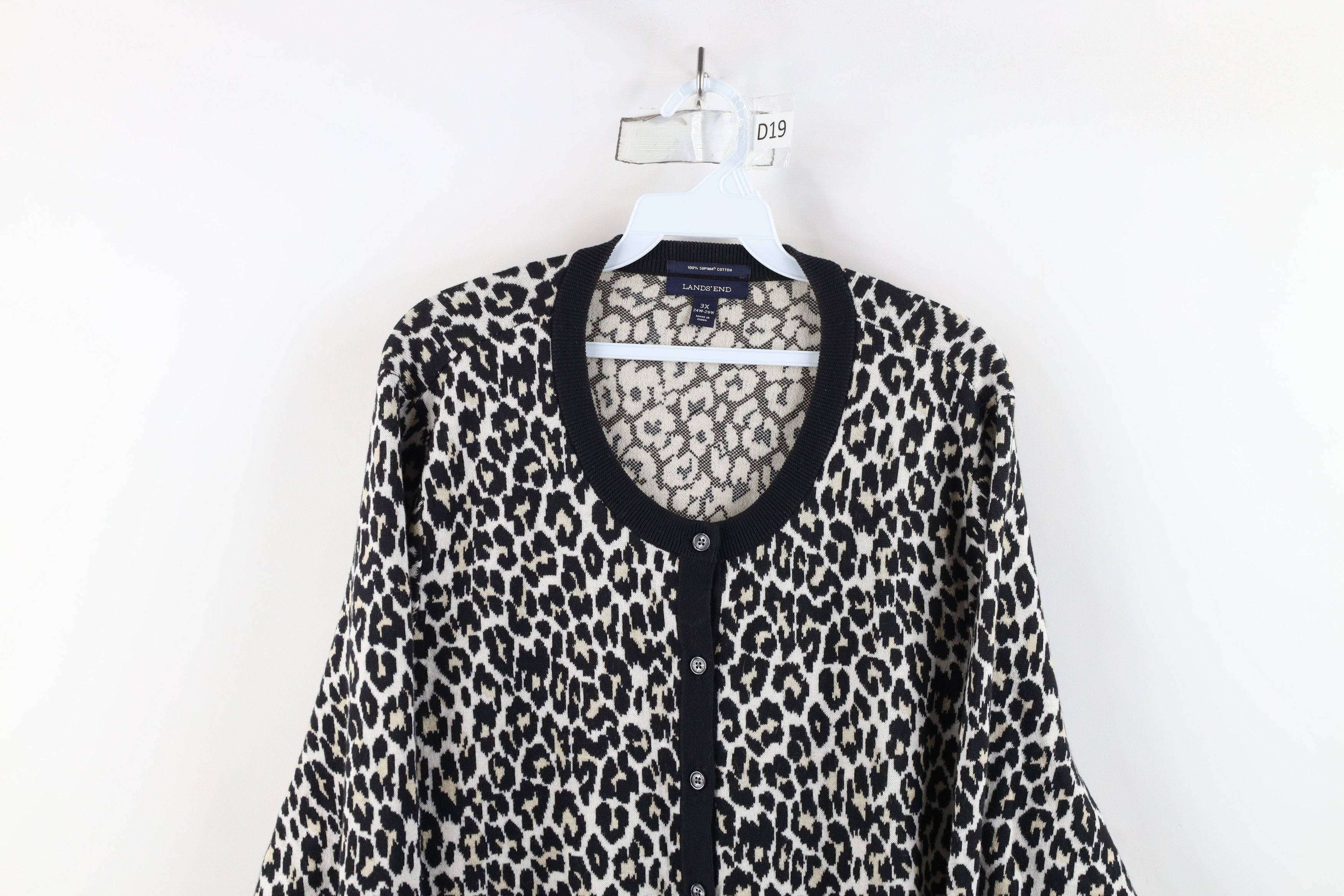 Lands' End × Vintage Vintage Lands End Leopard Cheetah Knit Cardigan Sweater Size 3XL / US 20-22 - 2 Thumbnail