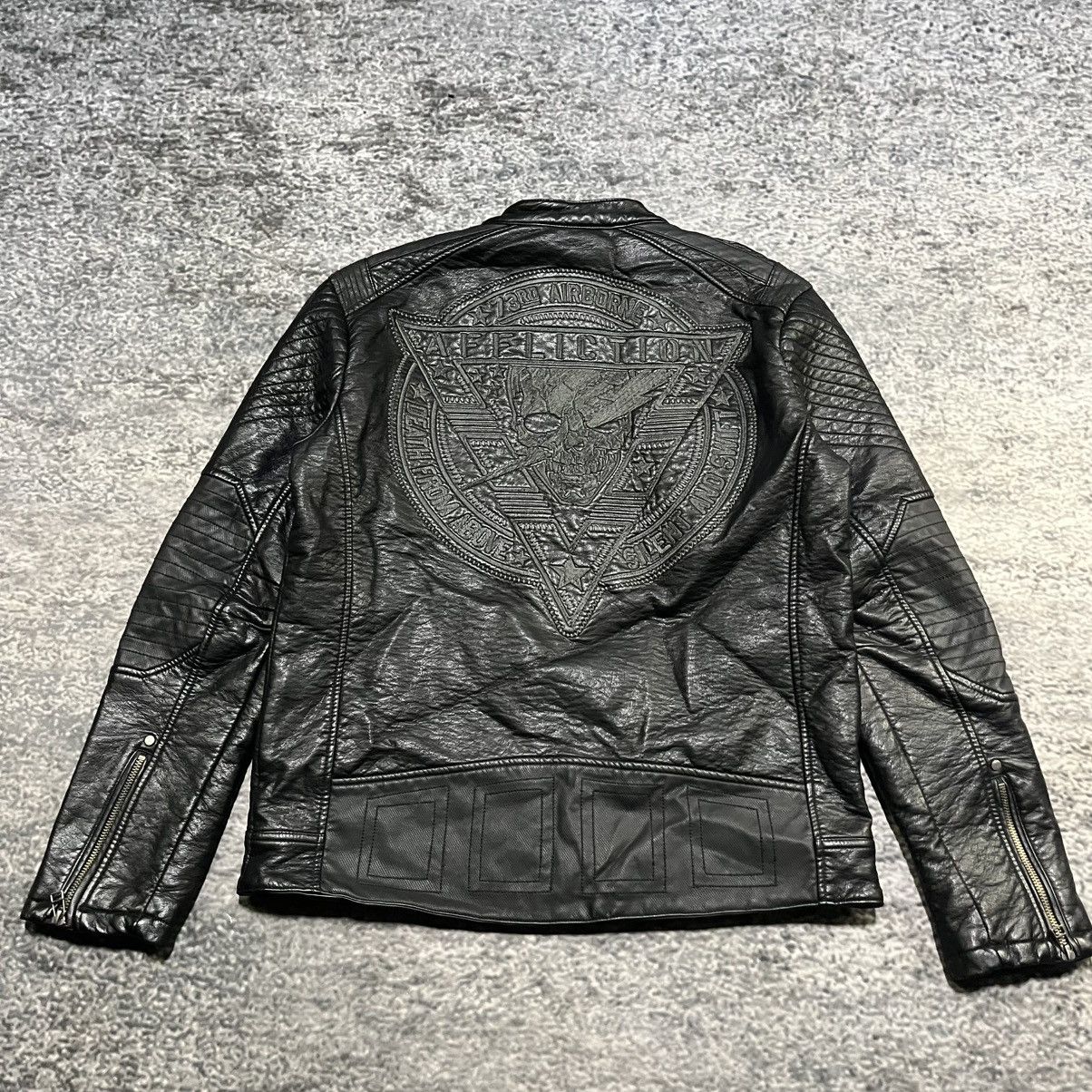 Affliction Affliction Black Premium Biker Grunge Skull Leather Jacket Size US L / EU 52-54 / 3 - 8 Thumbnail