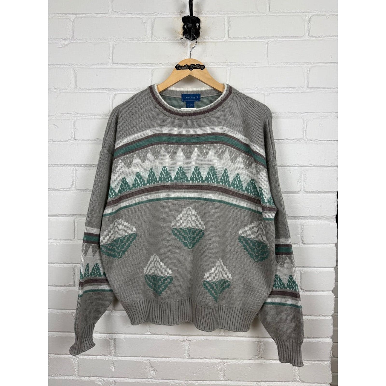 Vintage Vintage Town Craft Abstract Argyle Print Acrylic Sweater L Size US L / EU 52-54 / 3 - 1 Thumbnail