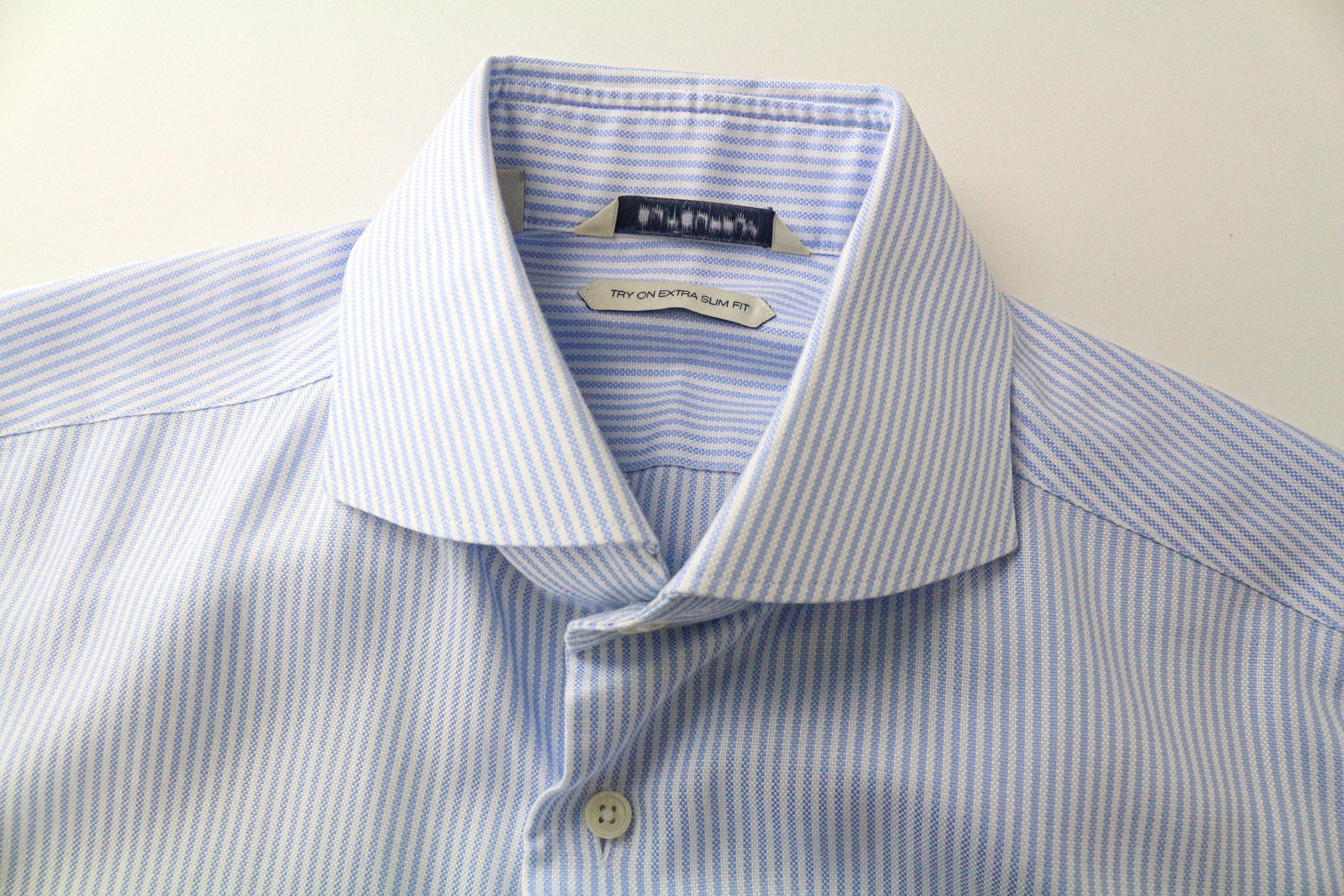 Suitsupply 38/15 Extra Slim Blue Cotton Stripe Shirt 79314 Size 38R - 3 Thumbnail