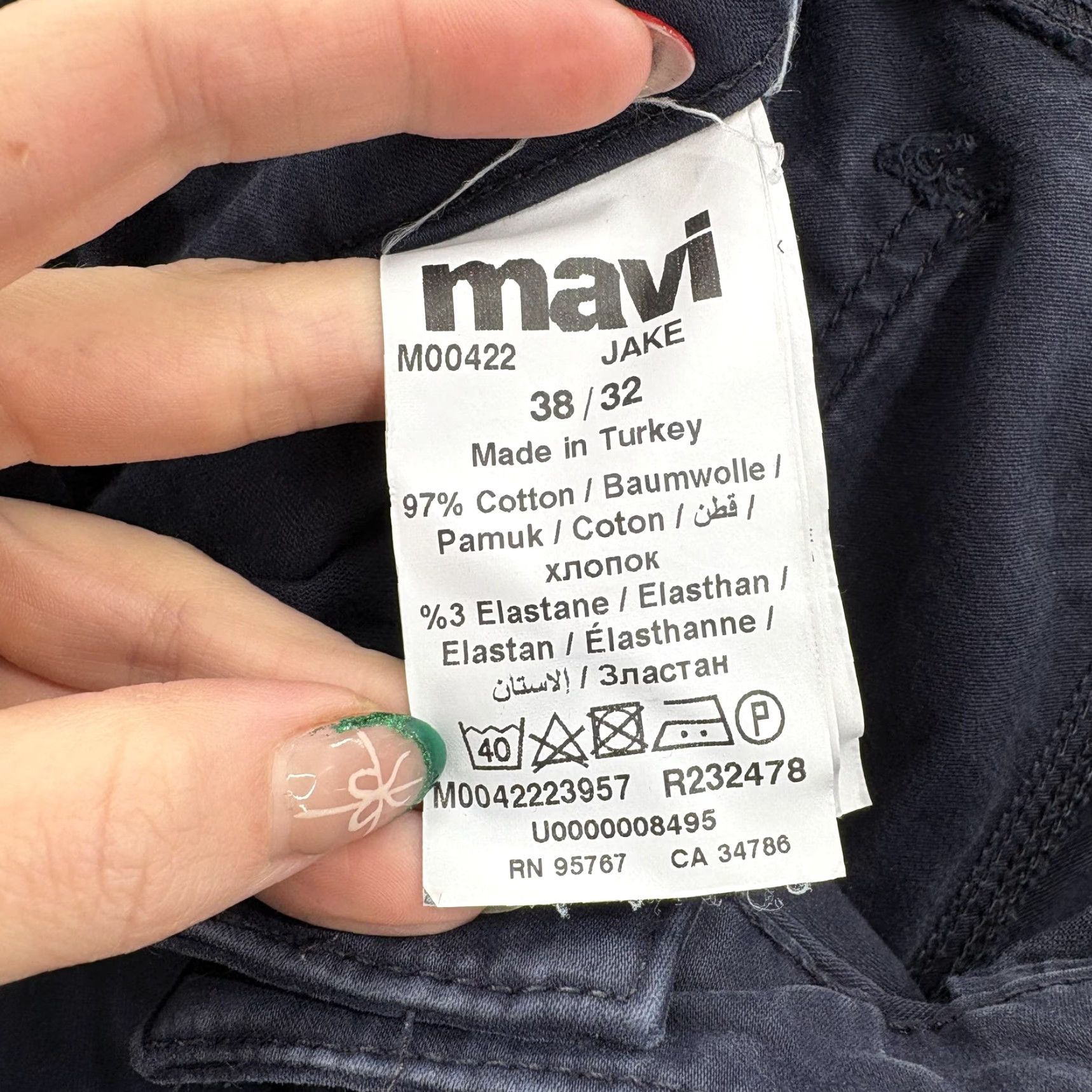 Mavi Mavi Jake 5-Pocket Pants Mens 38x32 Blue Dark Wash Slim Tapered Stretch Casual Size US 38 / EU 54 - 5 Thumbnail