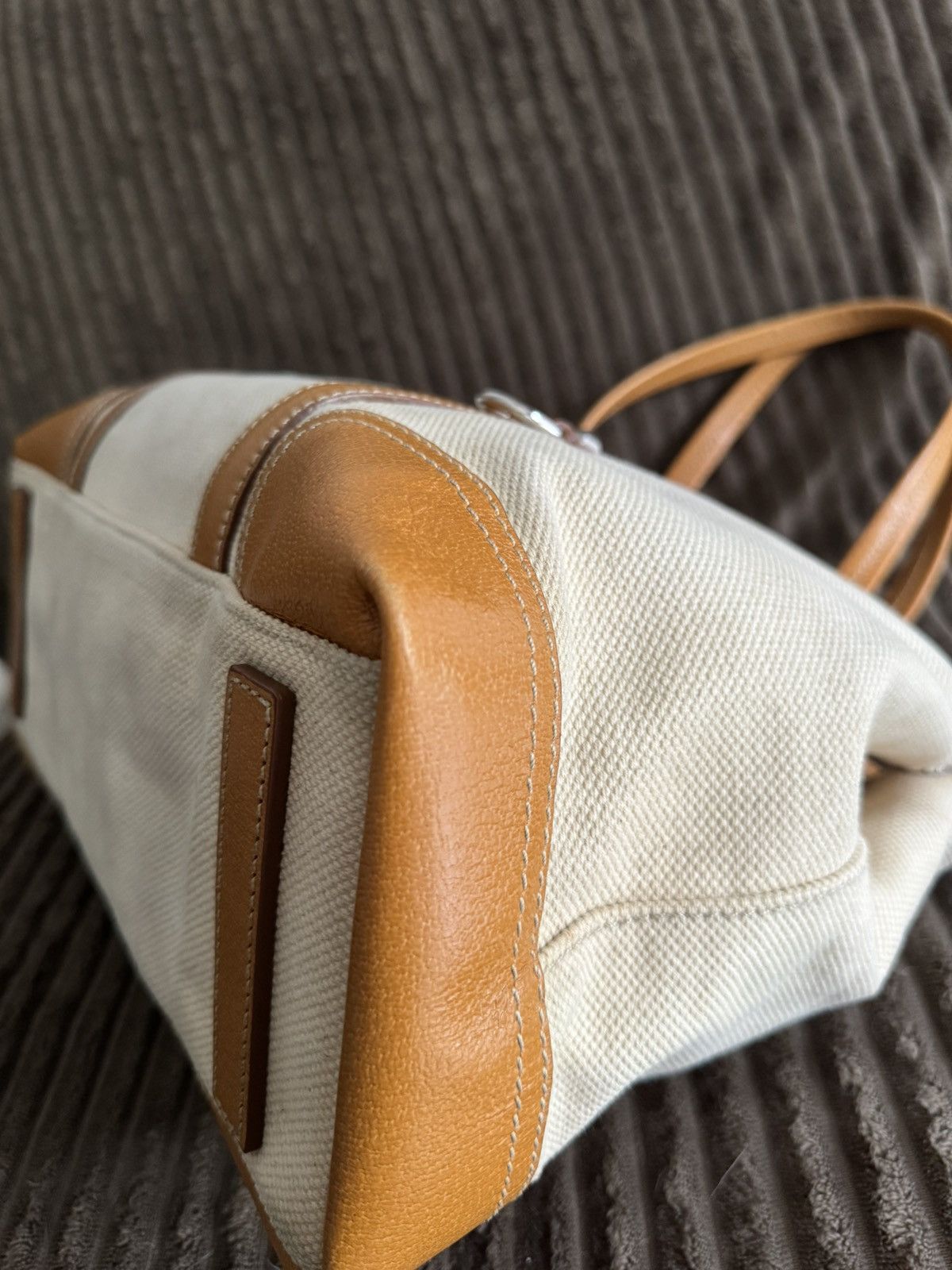 Prada × Vintage Vintage Prada Totebag Pocket Canvas Leather Size ONE SIZE - 14 Thumbnail