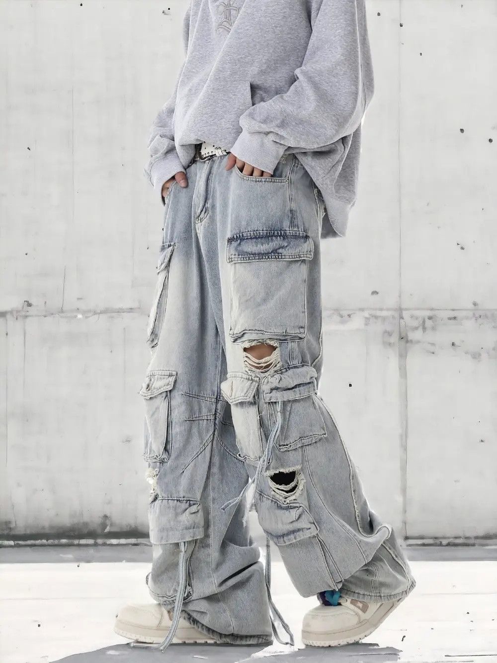 Japanese Brand × Jean Blue Cargo Denim Jeans Size US 30 / EU 46 - 3 Thumbnail