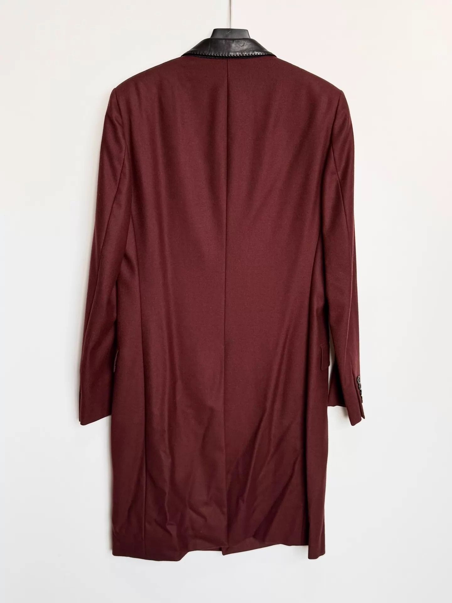 Lanvin Lanvin Leather Collar Chesterfield Dark Red Wool 46 95New Size US S / EU 44-46 / 1 - 3 Thumbnail