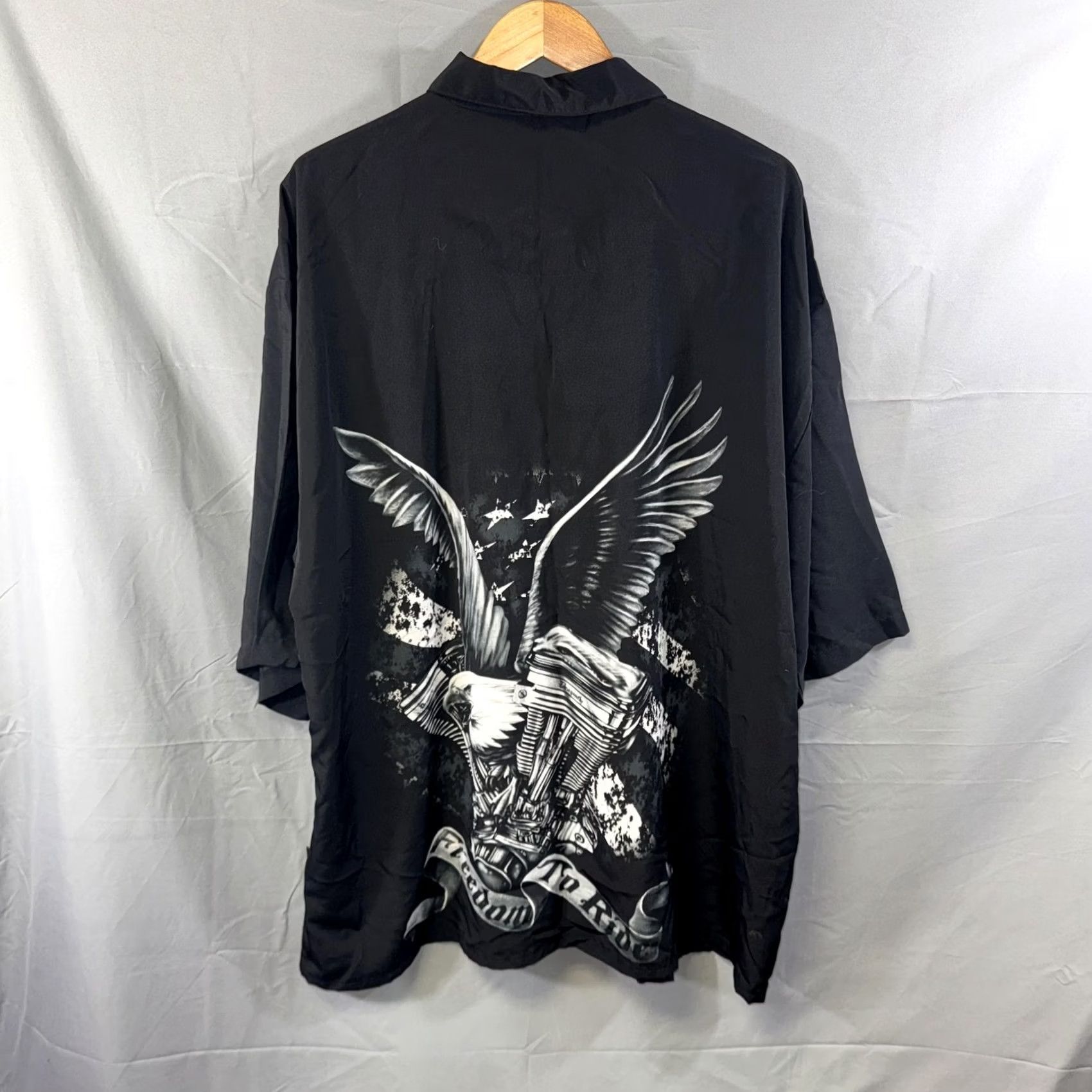 Vintage VINTAGE Dragonfly Roadhouse Shirt Mens 5XL Black Camp Button Up Eagle Motorcycle Biker Size US XXL / EU 58 / 5 - 2 Thumbnail