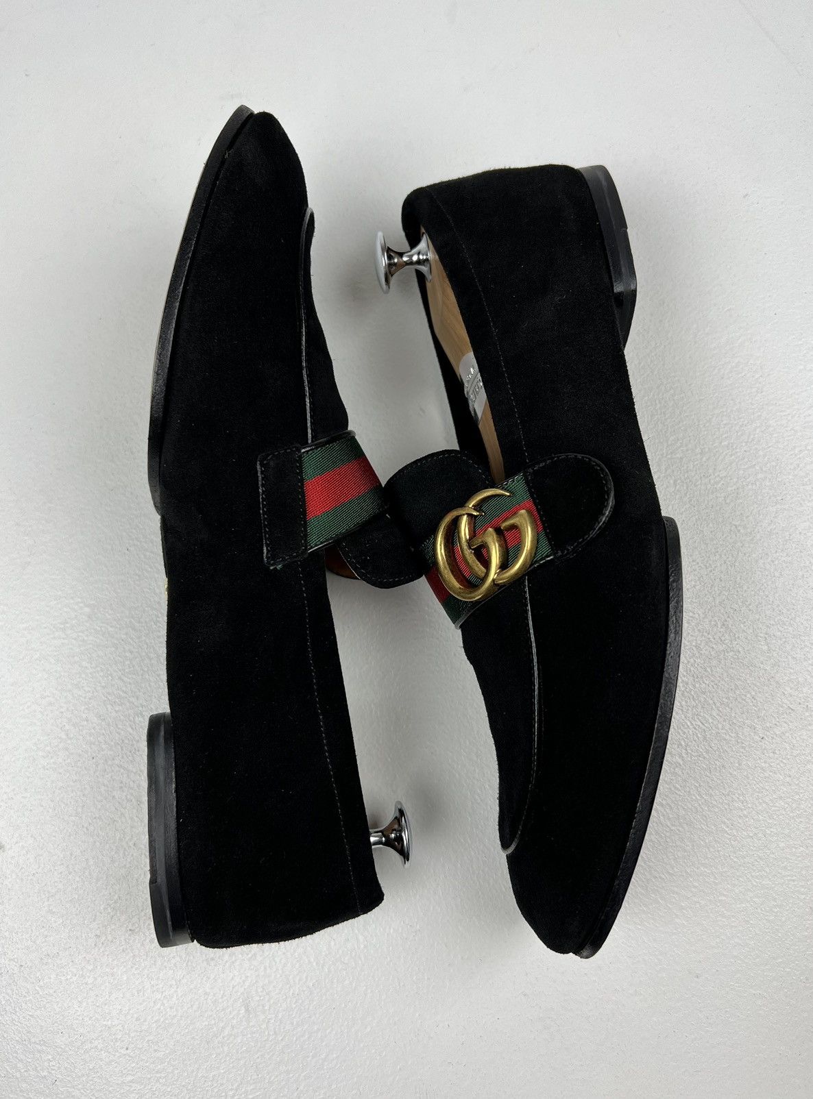 Gucci GUCCI Loafers Suede Shoes GG Buckle Web Stripe Black Men’s Size US 7.5 / EU 40-41 - 14 Thumbnail