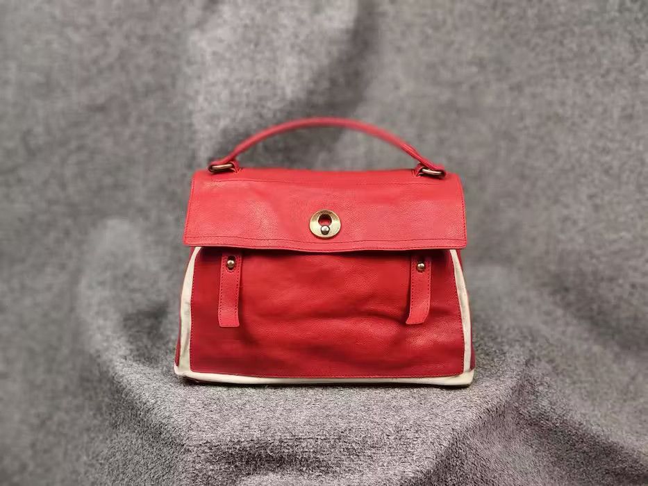 Yves Saint Laurent Yves Saint Laurent YSL Muse Two Hand Bag Red Leather Satchel Size ONE SIZE - 1 Thumbnail