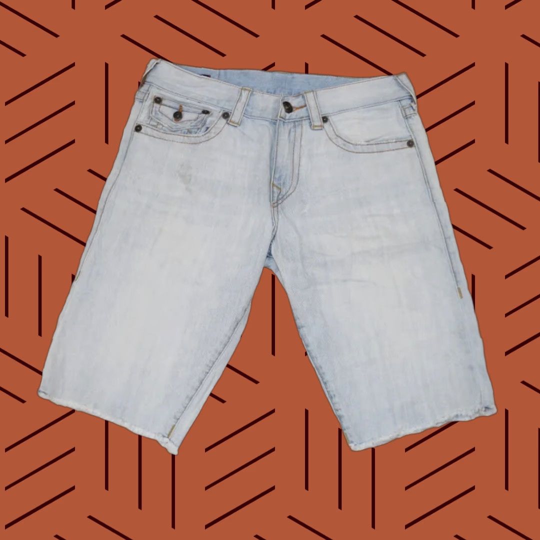 True Religion TRUE RELIGION Ricky FLAP SHORTS ULTRA BLUE LIGHT WASH CUTT OFF DENIM SHORTS 31 Size US 31 - 1 Thumbnail