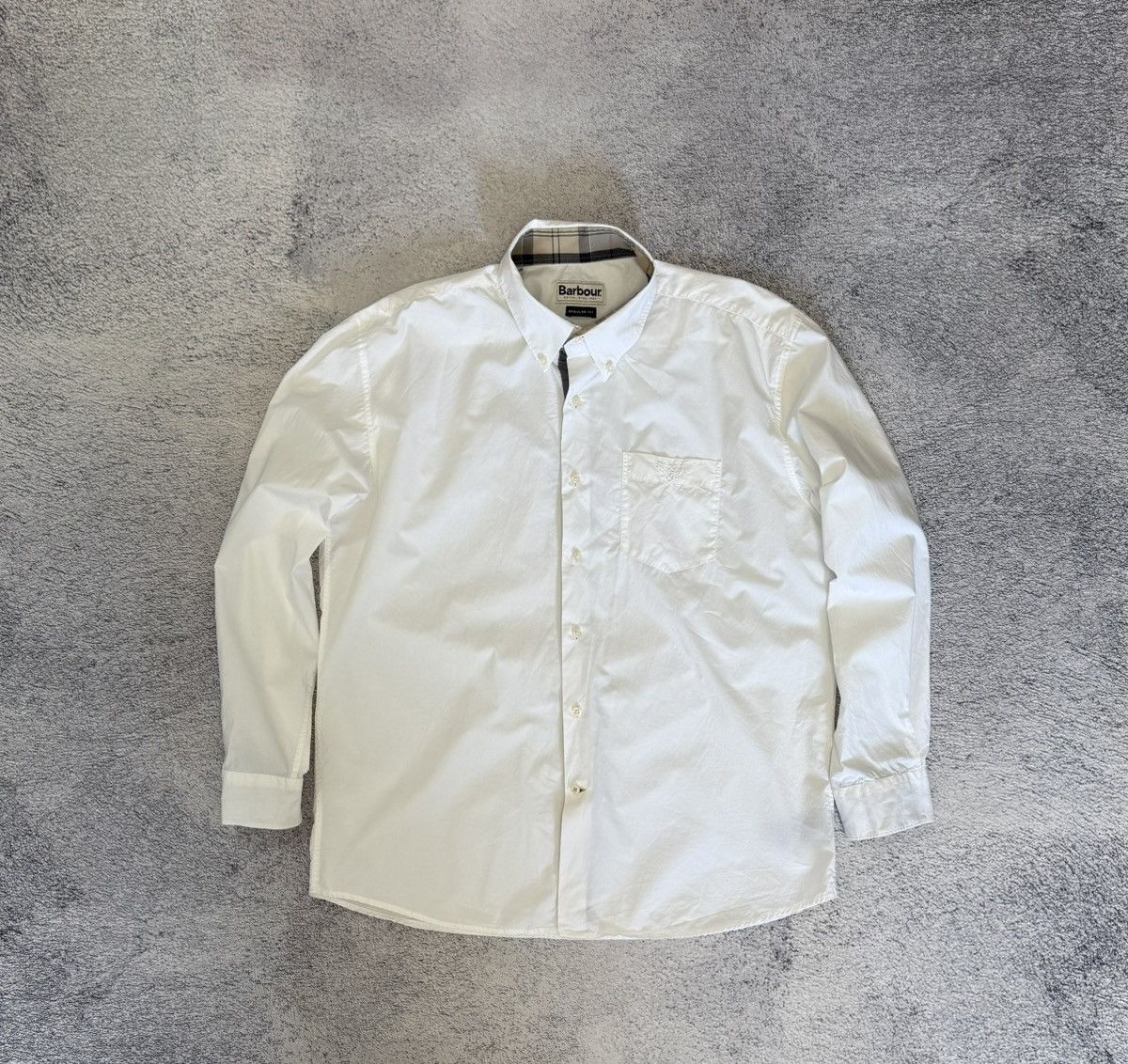 Barbour Barbour Shirt White Button Down Check Trim Logo Men EUXL USL Size US L / EU 52-54 / 3 - 1 Thumbnail