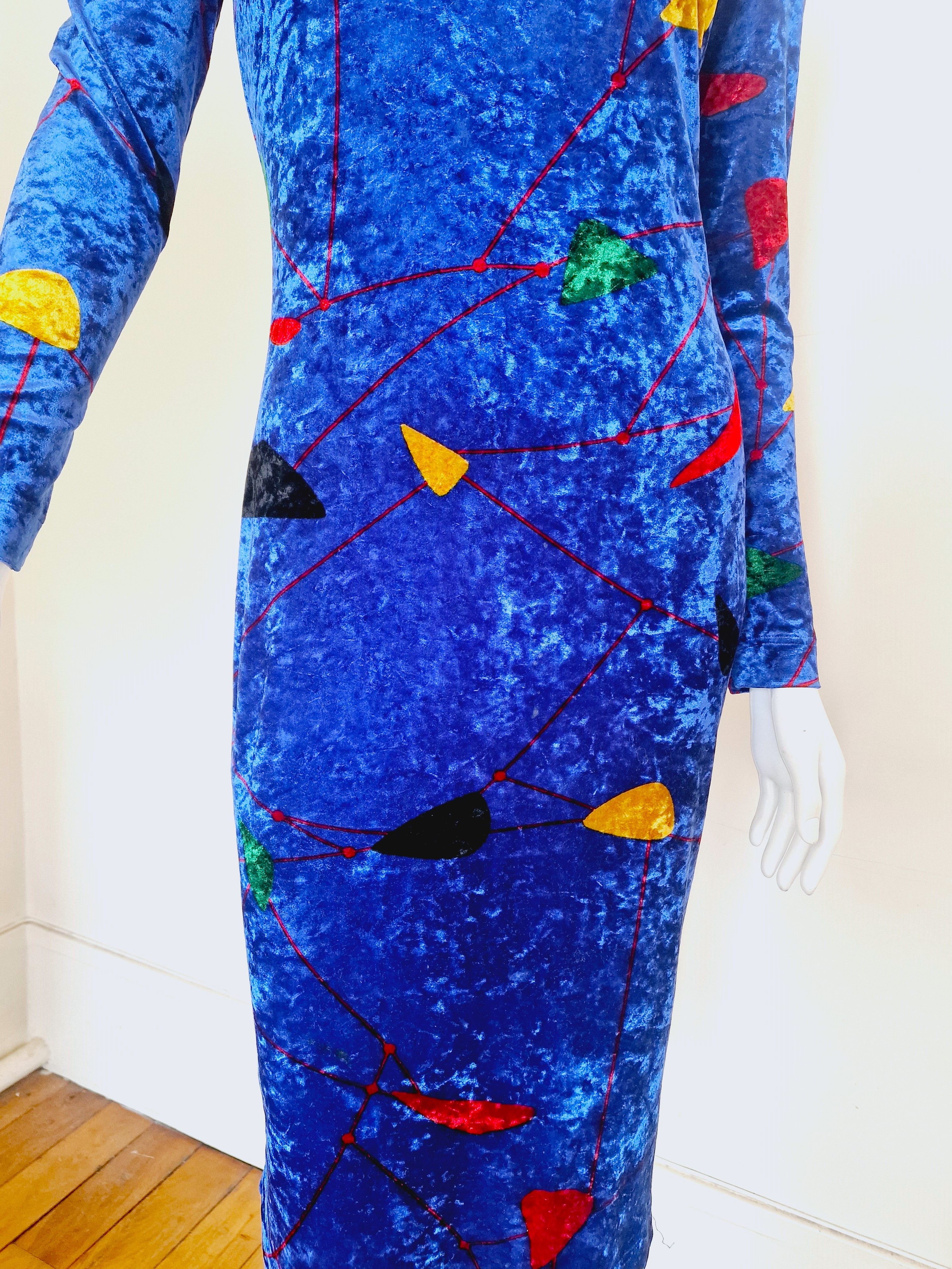 Versace Gianni Versace Couture Blue Geometric Medium Evening Dress Size M / US 6-8 / IT 42-44 - 5 Thumbnail