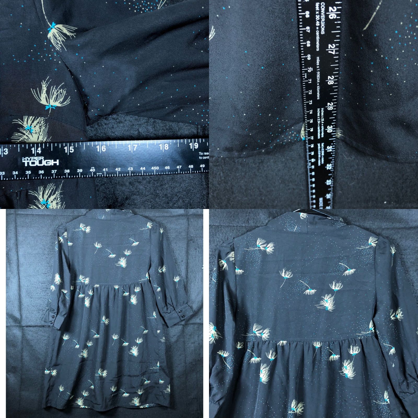 Needles Pins And Needles Womens Dress Black Dandelion Flowy Midi Casual Wear XSmall Size XS / US 0-2 / IT 36-38 - 8 Thumbnail