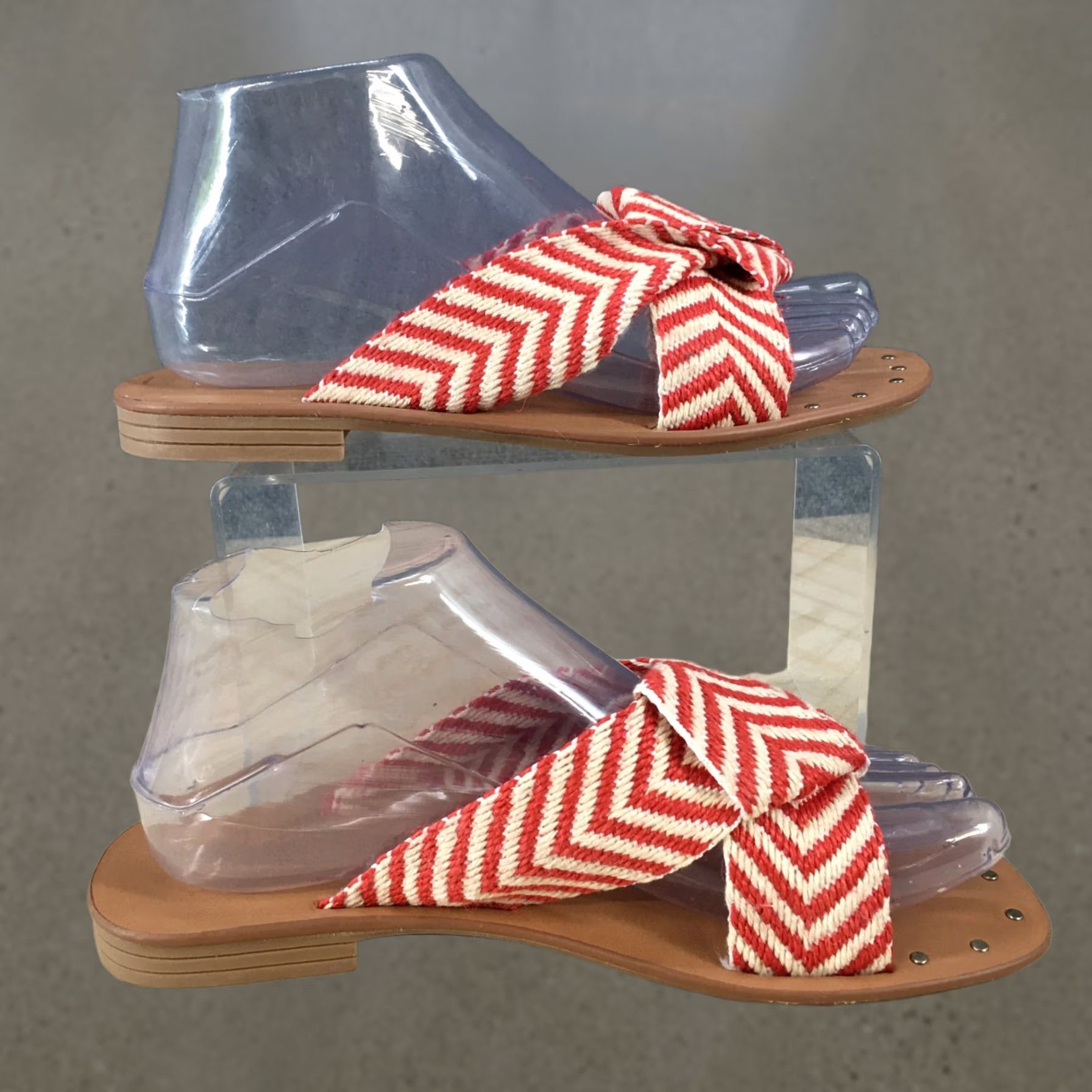 Vintage Universal Thread Sandals Womens 6.5 Louise Chevron Knotted Slide Red Striped SS19 Shoes Womens Slide Red Chevron Knotted Louisa Louise 6.5 Womens Size US 7 / IT 37 - 1 Thumbnail