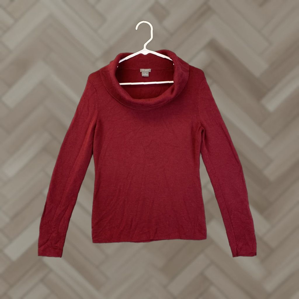Ann Taylor Ann Taylor Loft Lounge Shirt Women’s M Maroon Cowl Neck Raglan Sleeve Pullover All Seasons Knit Top Size M / US 6-8 / IT 42-44 - 1 Thumbnail