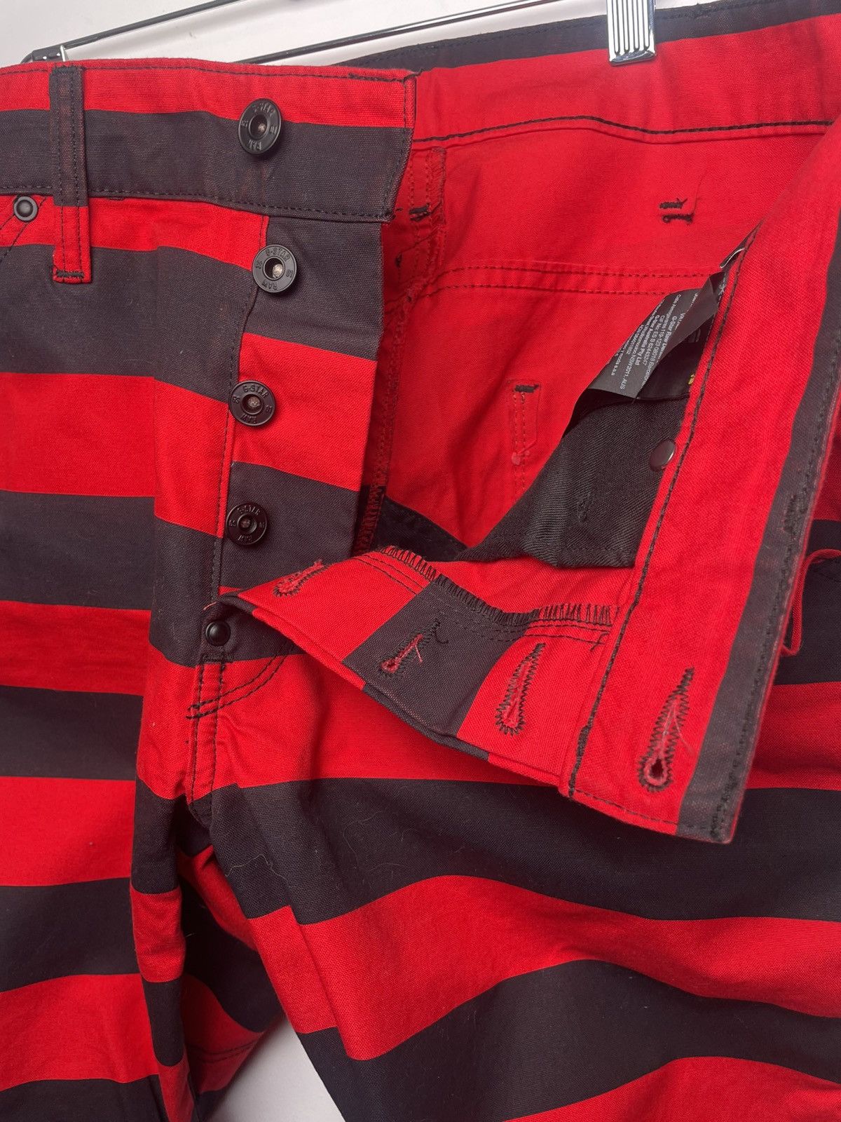 G-Star G-Star RAW Red Black Striped 3D Tapered Pants Size US 32 / EU 48 - 13 Thumbnail