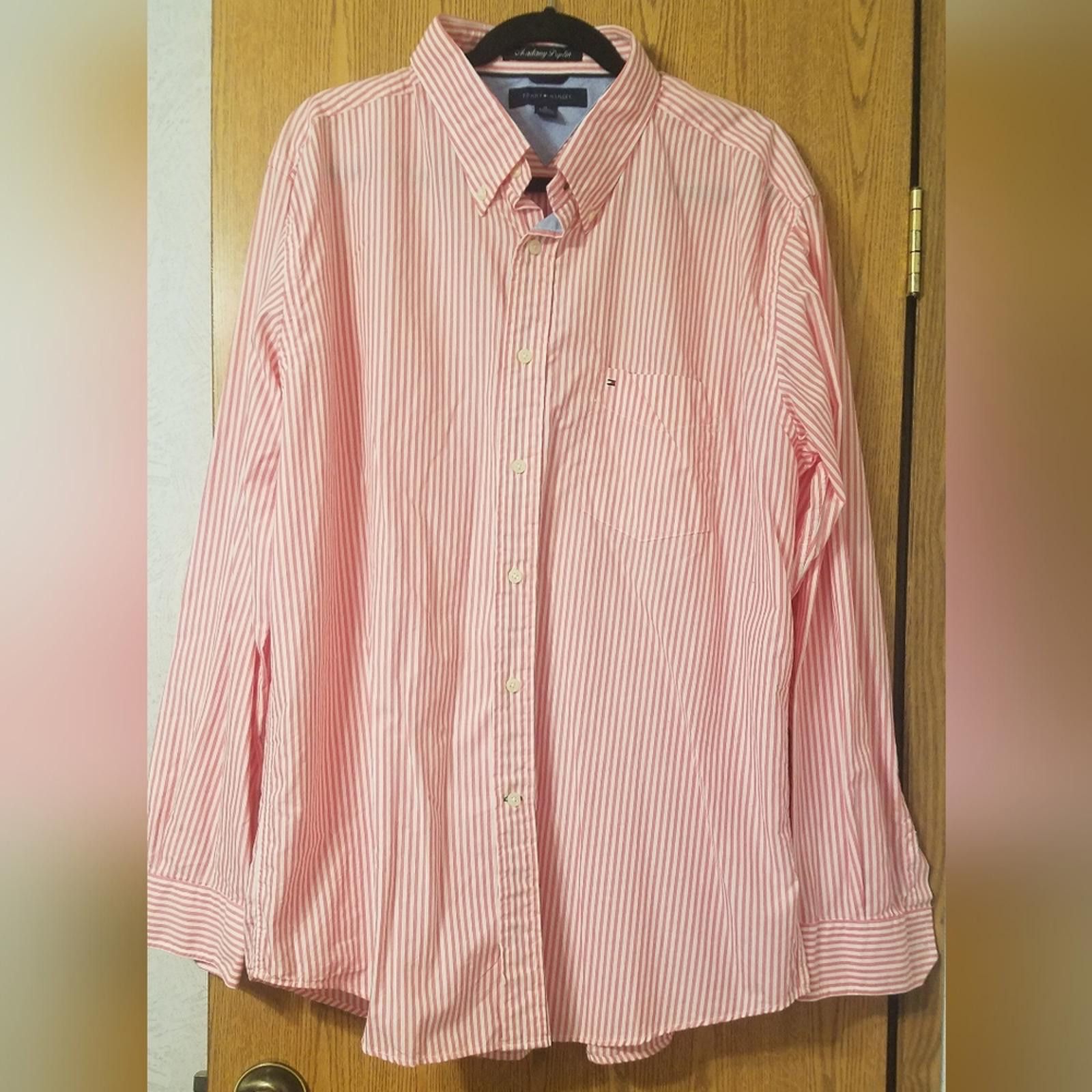 Tommy Hilfiger Tommy Hilfiger Academy Poplin Pink Striped Shirt Size XL Size US XL / EU 56 / 4 - 1 Thumbnail