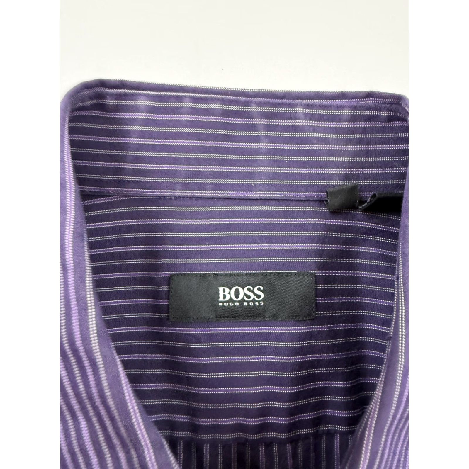Hugo Boss BOSS Hugo Boss Shirt Mens 16.5 34/35 Purple Stripe Long Sleeve Button Up Dress Shirt Mens 16.5 34/35 Purple Stripe Dress Shirt Size 46R - 4 Thumbnail