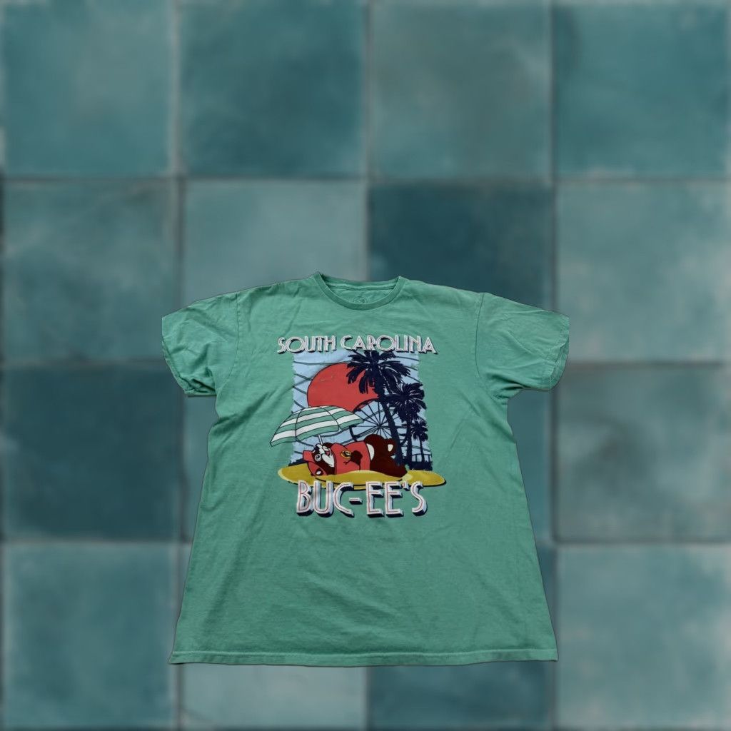 Vintage Buc-ee's Shirt Mens Large Green South Carolina Beach Graphic Tee Tagless Travel Mens Size US L / EU 52-54 / 3 - 1 Thumbnail