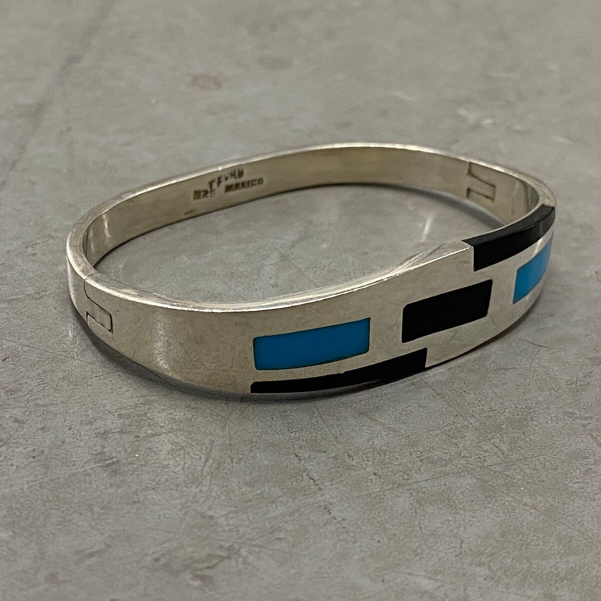 Pre-owned Kapital X Navajo Vtg 70's Silver And Turquoise Inlay Cuff Navajo Kapital Style