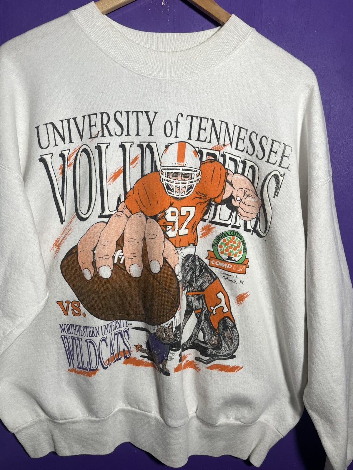 Vintage Vintage 90s Tennessee Vols vs northwestern crewneck Size US XL / EU 56 / 4 - 3 Thumbnail