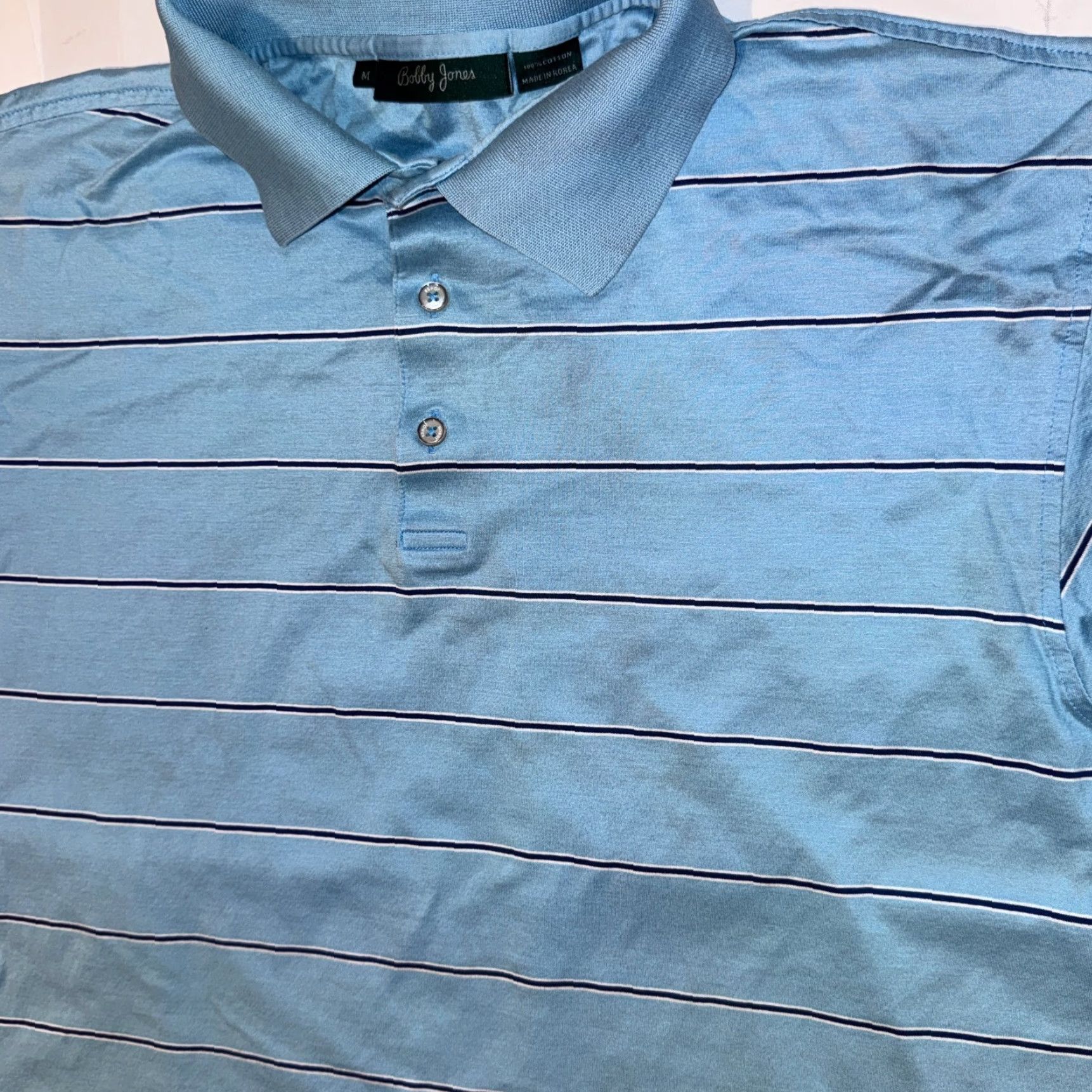 Vintage Bobby Jones Polo Shirt Blue Striped Short Sleeve M Athletic Shirt Men's Golf Polo Size US M / EU 48-50 / 2 - 5 Thumbnail