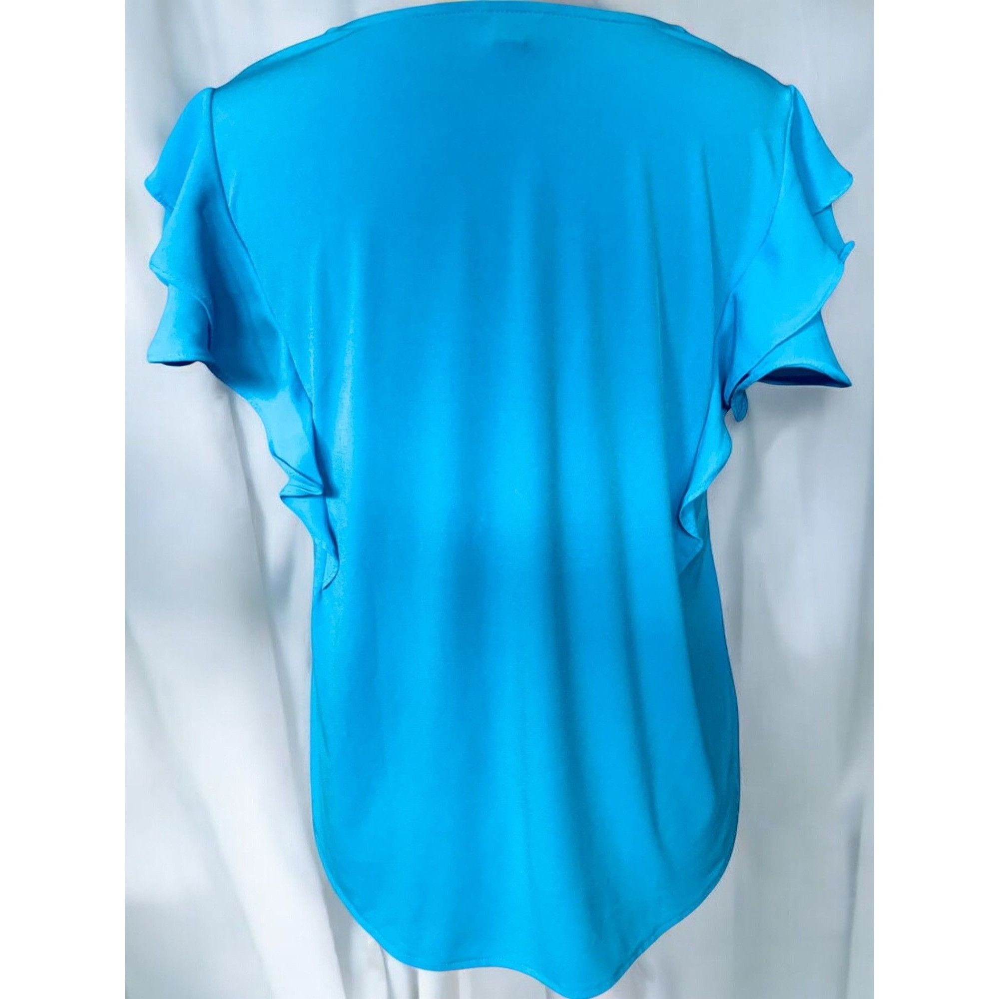 Ann Taylor Ann Taylor Womens Turquoise Cap Ruffle Sleeve VNeck Top XS Size XS / US 0-2 / IT 36-38 - 8 Thumbnail