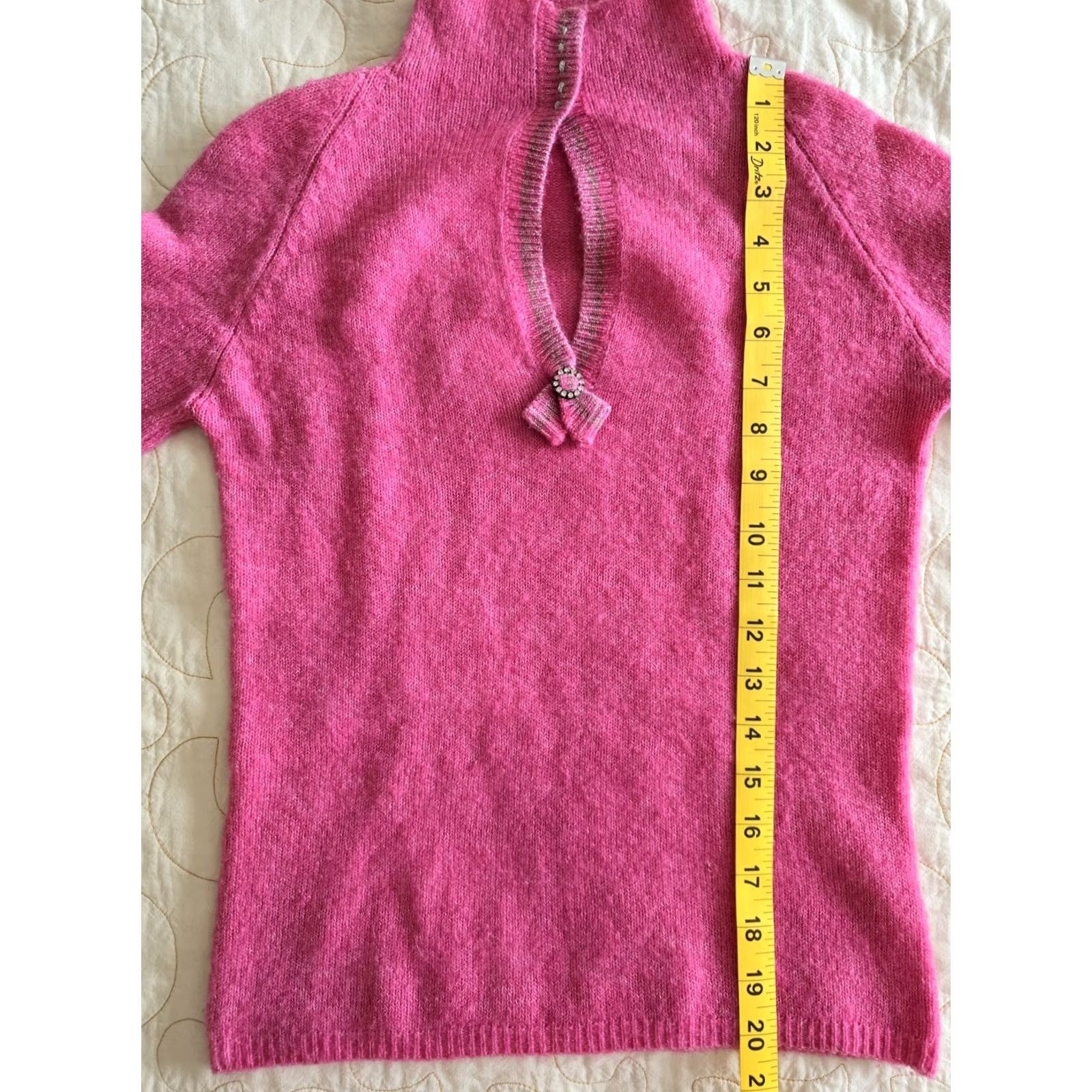 Free People VINTAGE Free People sweater Womens Small pink Wool knit top Keyhole Neck Y2K Coquette Marie Antoinette 90s style Womens Size S / US 4 / IT 40 - 7 Thumbnail