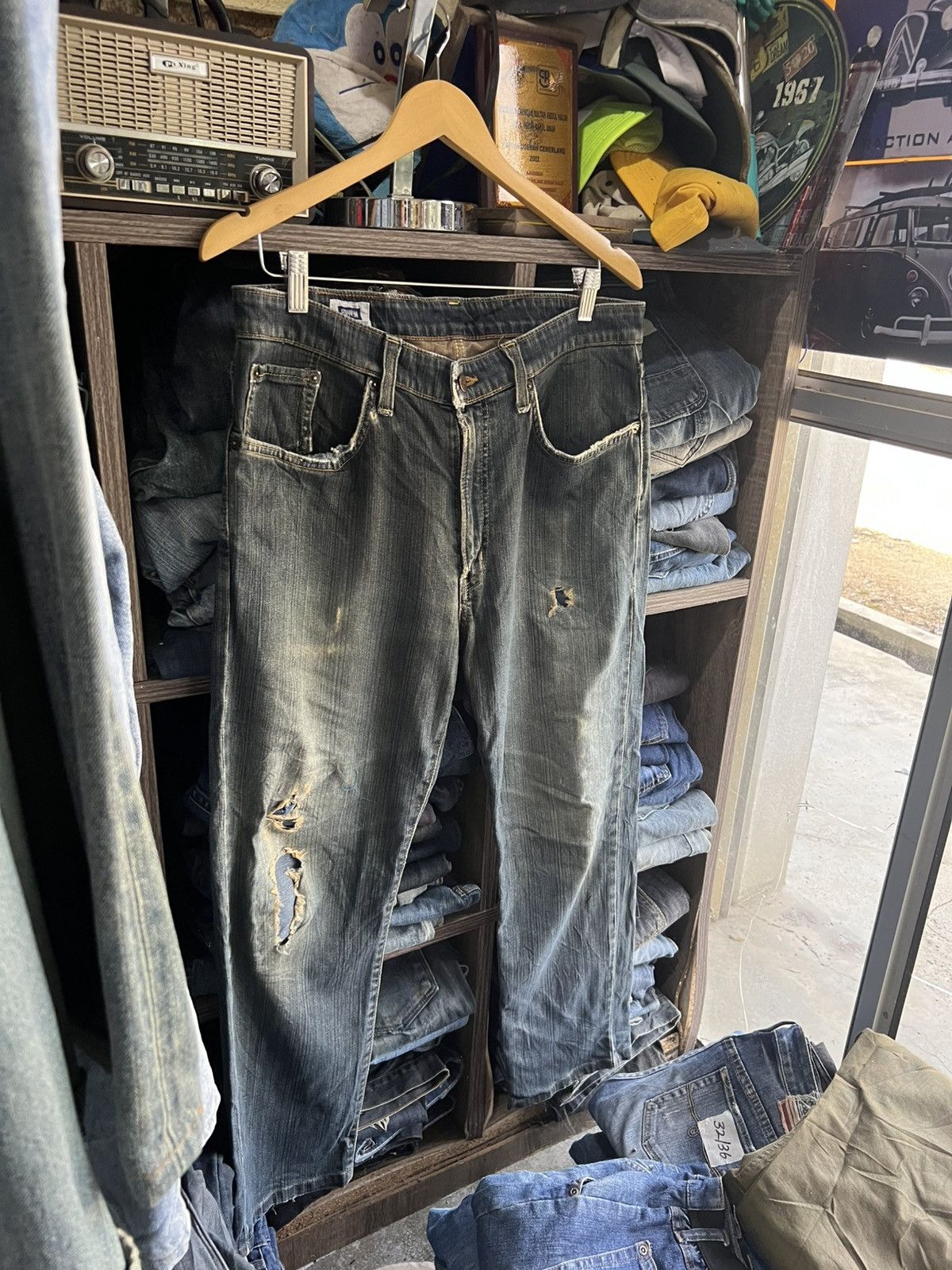 Edwin 🔥Vintage Edwin S403 Distressed Denim Size US 35 - 3 Thumbnail
