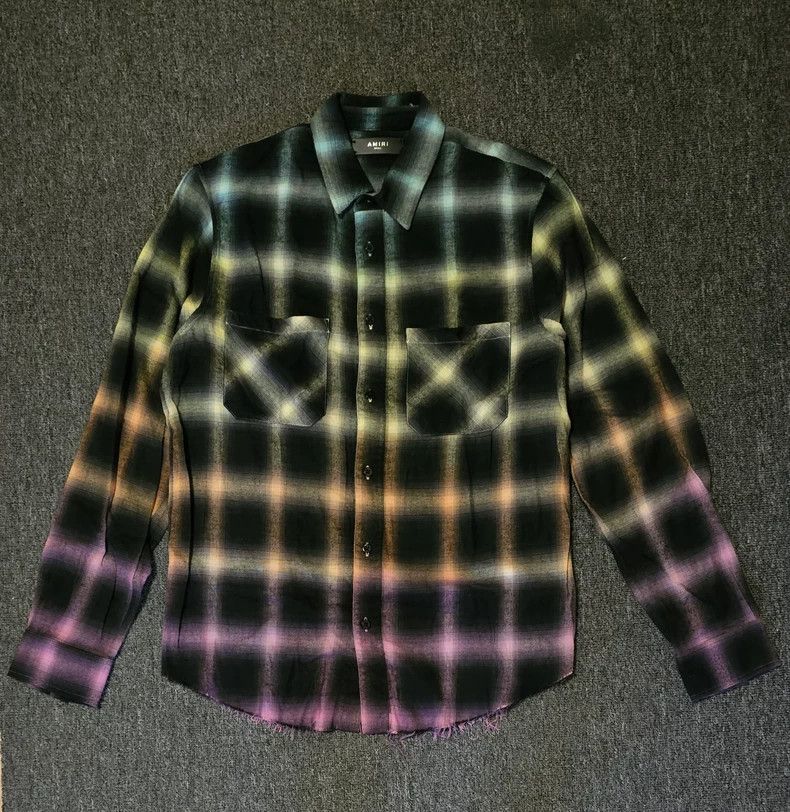 Amiri Amiri Gradient Plaid Flannel Oversize Shirt - dmc Size US S / EU 44-46 / 1 - 1 Thumbnail
