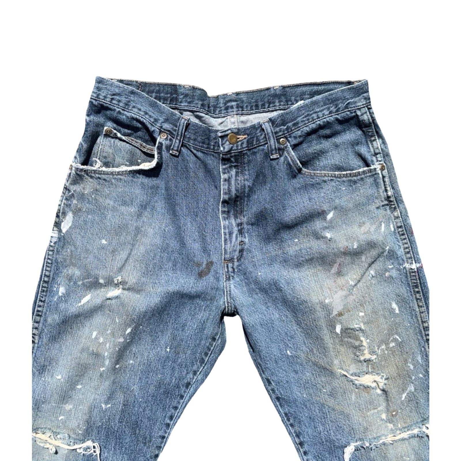 Wrangler VINTAGE Wrangler Jeans 90s Distressed Light Wash Blue 34x32 Men Straight Size 34 32 Size US 34 / EU 50 - 6 Thumbnail