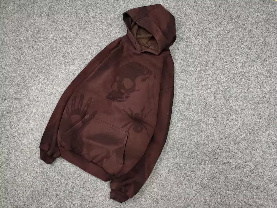 Japanese Brand 💀 Vintage 90's Sun Faded Silhouette Boxy Brown Blank Hoodie Size US M / EU 48-50 / 2 - 3 Thumbnail