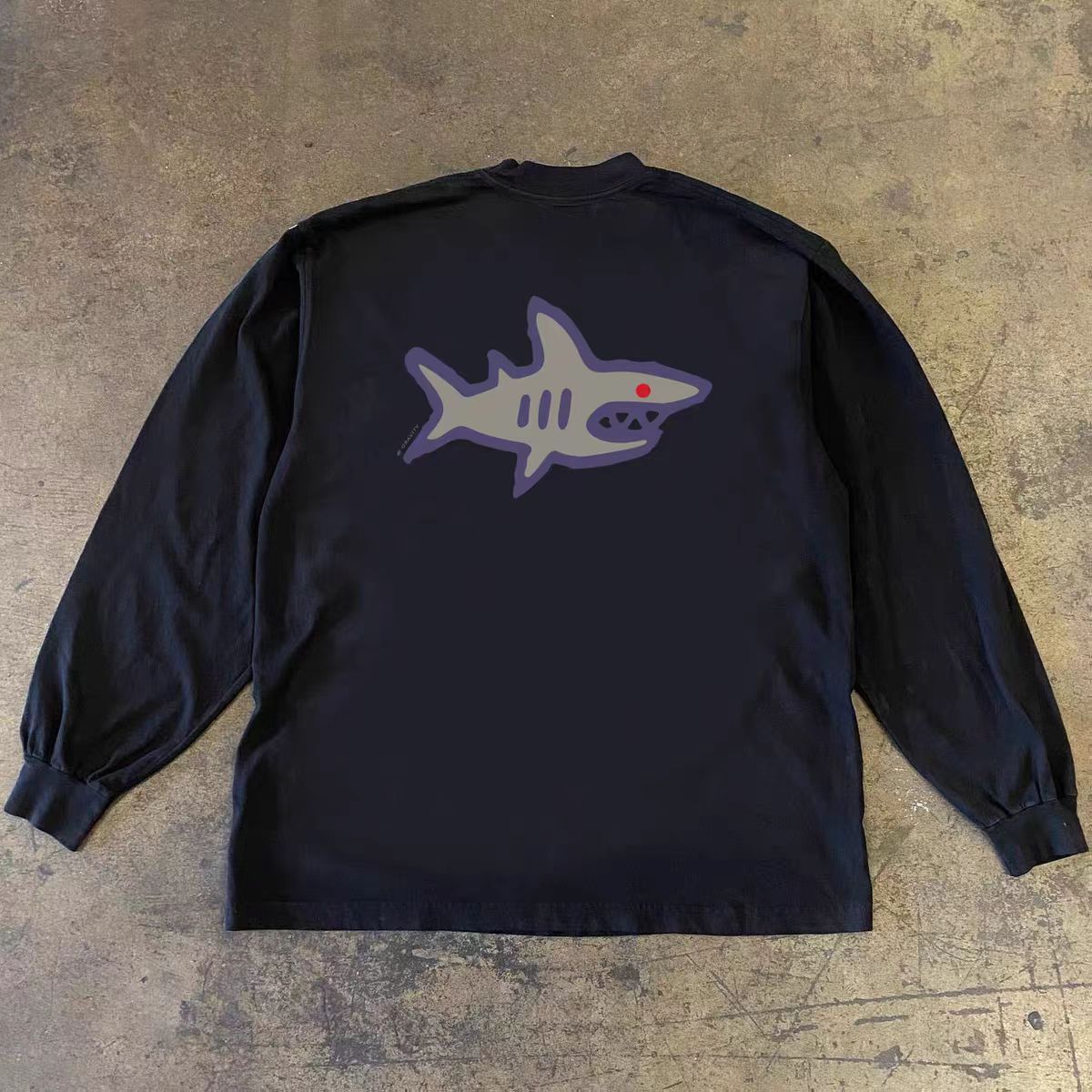 Vintage Street washed retro shark print long-sleeved t-shirt Size US M / EU 48-50 / 2 - 1 Thumbnail