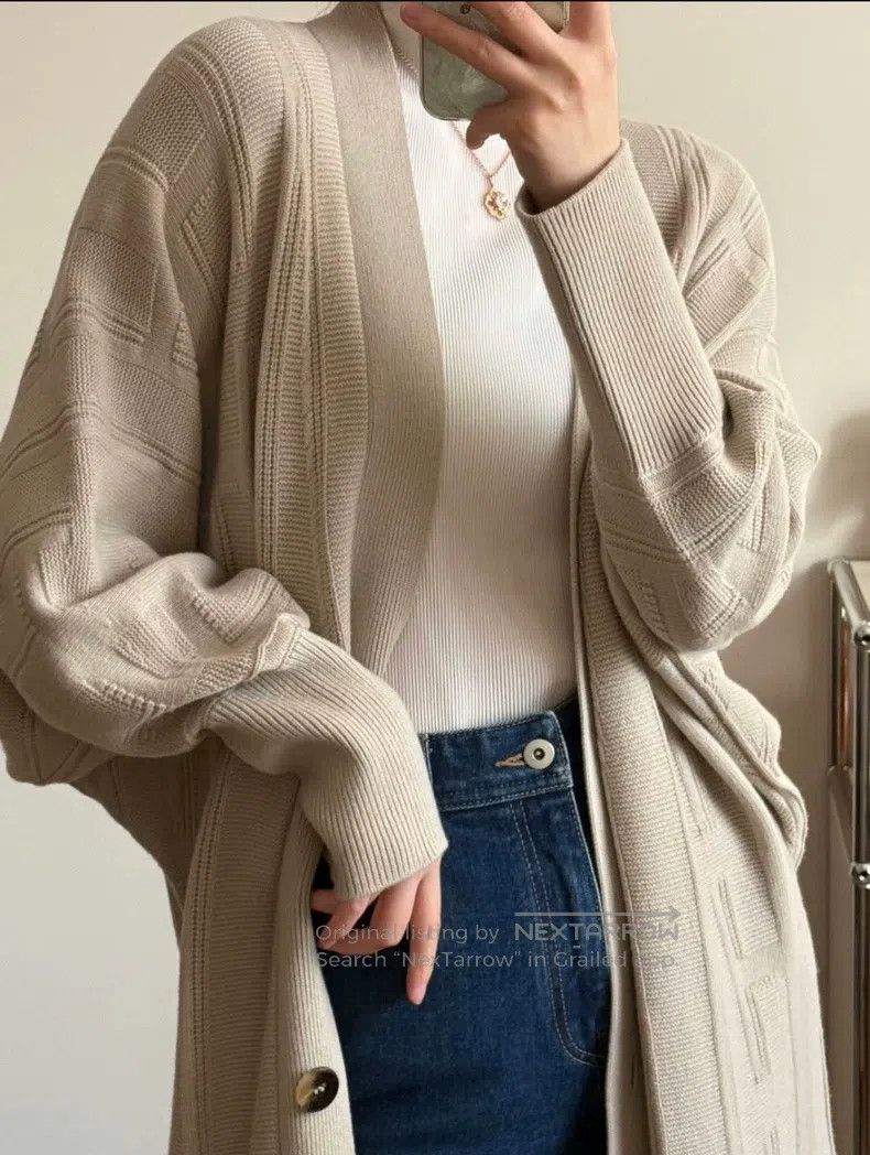 Hermes Hermes Wool Knit H Letter Pattern Long Cardigan Size XXS / US 00 / IT 34 - 1 Thumbnail