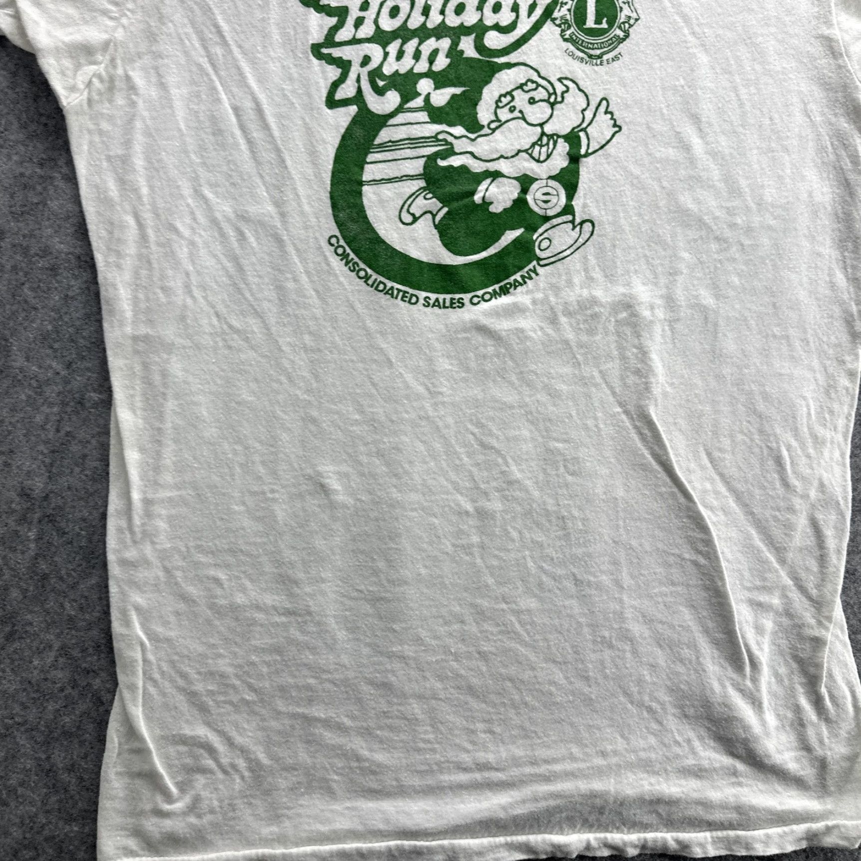 Vintage VINTAGE Screen Stars Holiday Run T-Shirt Mens Small White Santa 80s Graphic Print Size US S / EU 44-46 / 1 - 5 Thumbnail