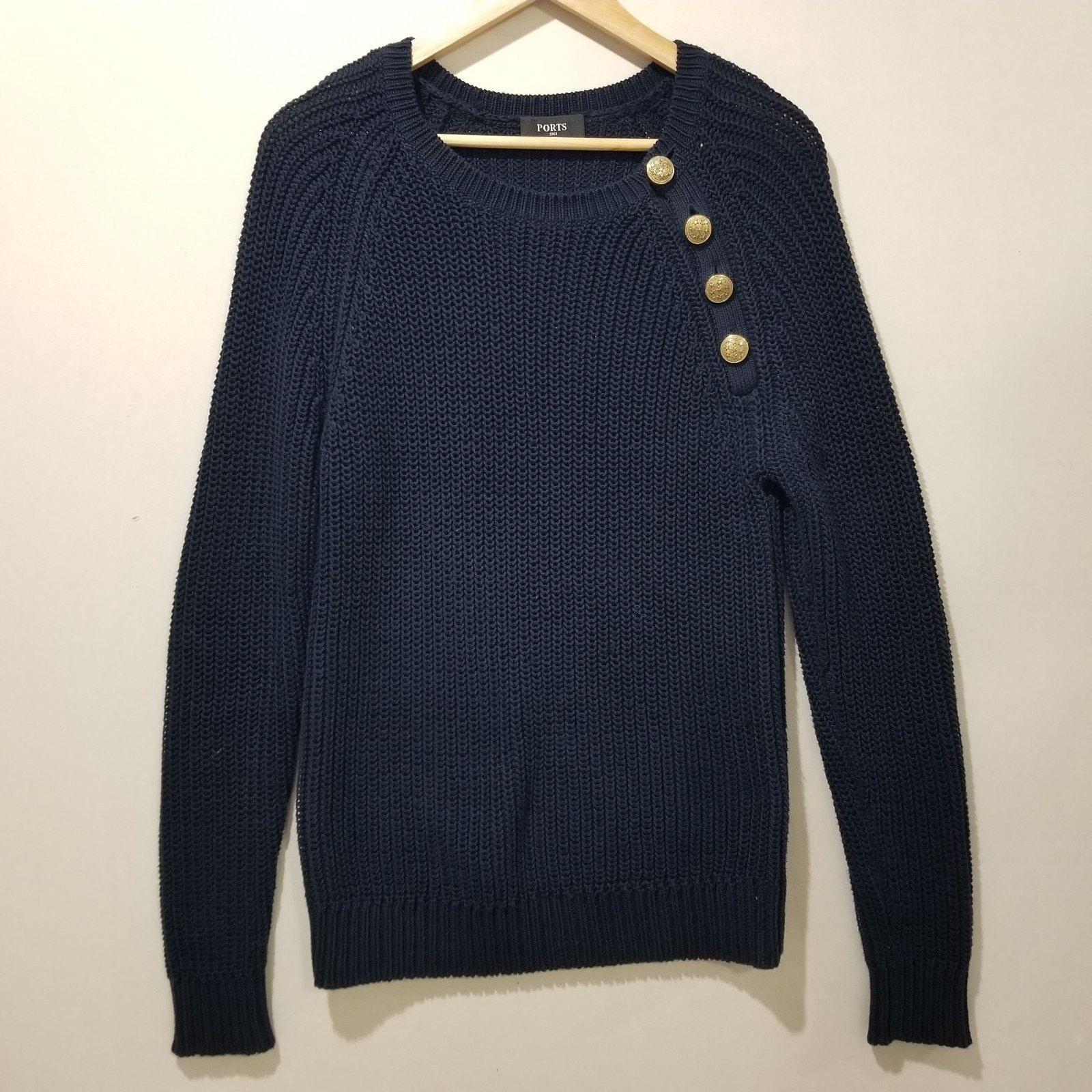 Other PORTS 1961 Sweater Size Small Gold Logo Button Knitwear $460 Size S / US 4 / IT 40 - 9 Thumbnail