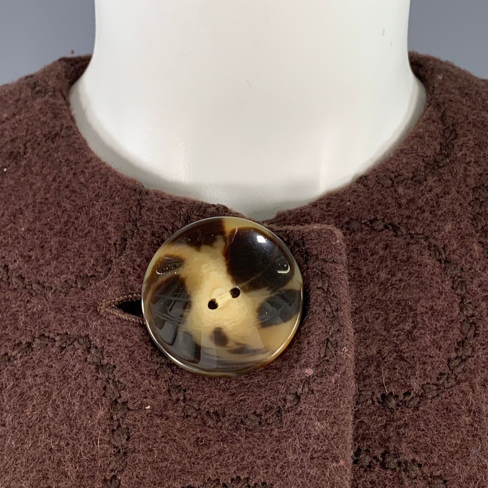 Other LIZ LOGIE Brown Wool Blend Embroidered Circles Raglan Jacket Size M / US 6-8 / IT 42-44 - 2 Thumbnail