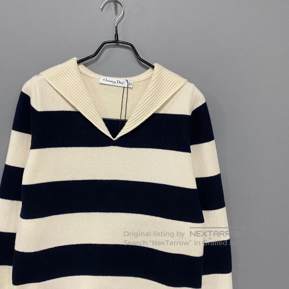 Dior Dior Navy Collar Striped Wool Sweater. Size S / US 4 / IT 40 - 3 Thumbnail