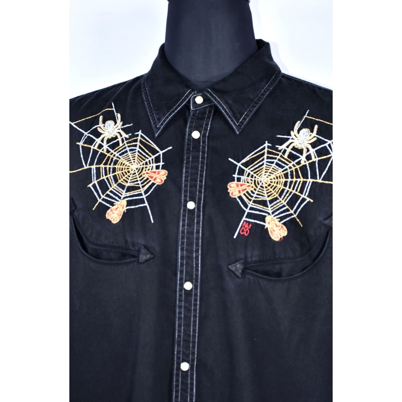 Nudie Jeans Nudie Jeans Stellan Spider Web Embroidered Shirt Men's 2XL Black Lyocell Long Sleeve Button-Up Western Casual Size US XXL / EU 58 / 5 - 5 Thumbnail