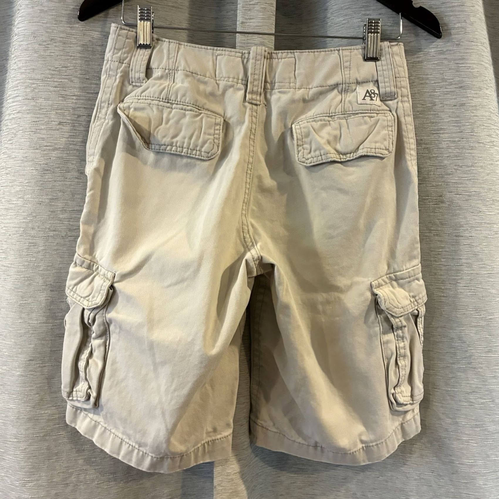 Aeropostale AeroPostale Cargo Shorts Baggy Grunge 90s Street Style Men 27 Tan Cotton Utility Drawstring Zipper Pocketed Classic Skatewear Mens Size US 27 - 4 Thumbnail