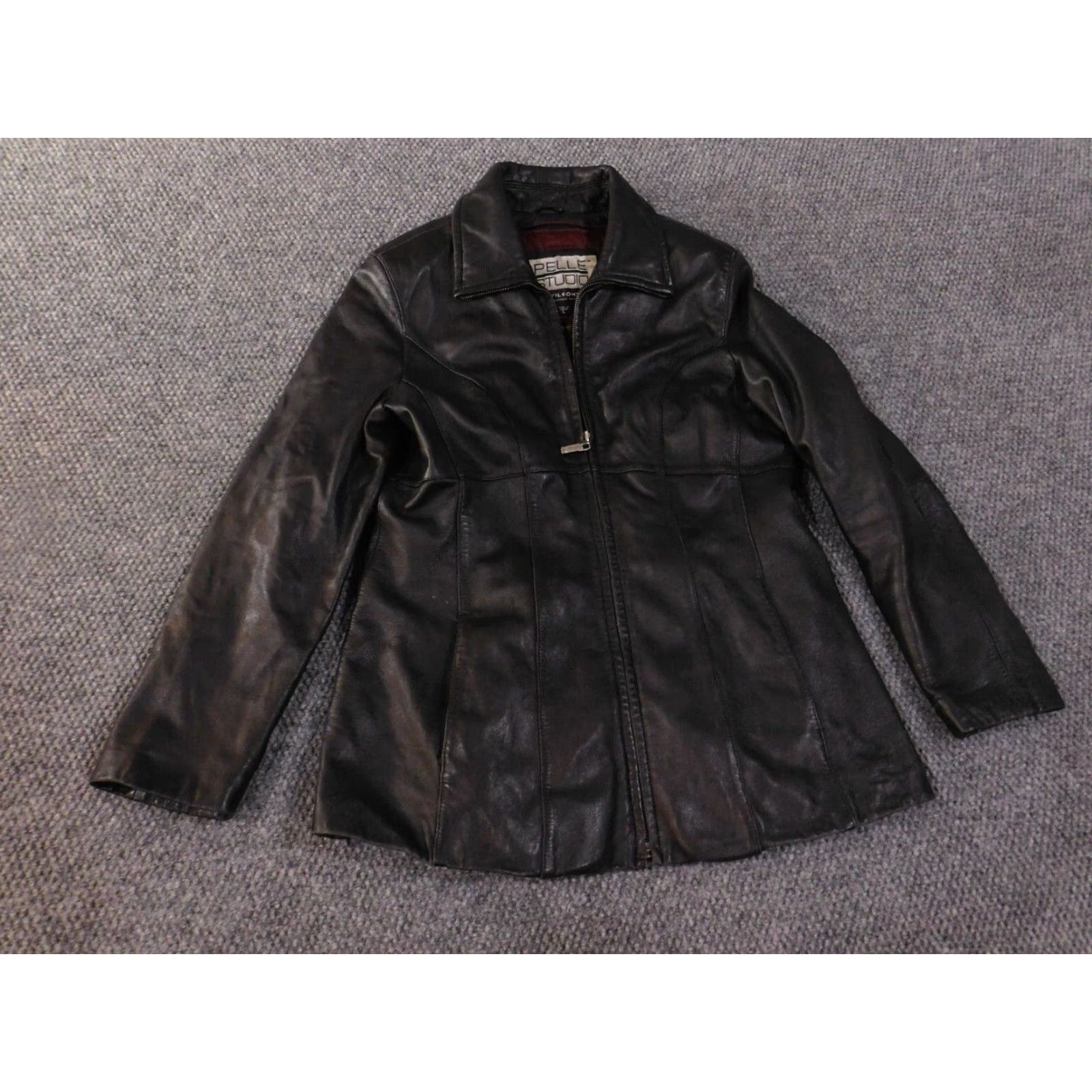Vintage Wilsons Leather Jacket Trench Coat Casual Women Large Black Insulated Zip Long Sleeve Size L / US 10 / IT 46 - 2 Thumbnail