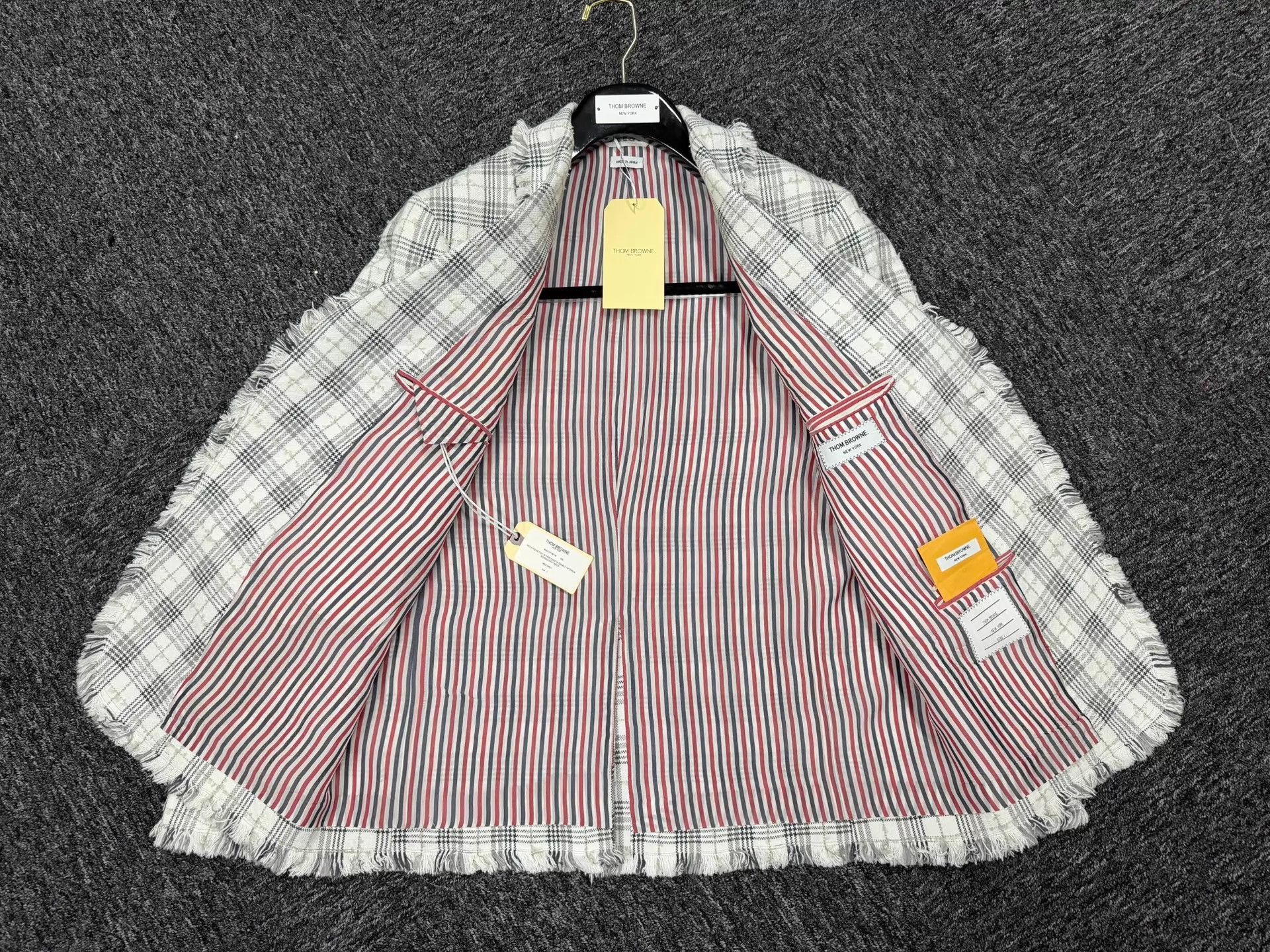 Thom Browne Thom Browne Men's Rare Raw Edge Check Blazer Size1 Size US S / EU 44-46 / 1 - 7 Thumbnail